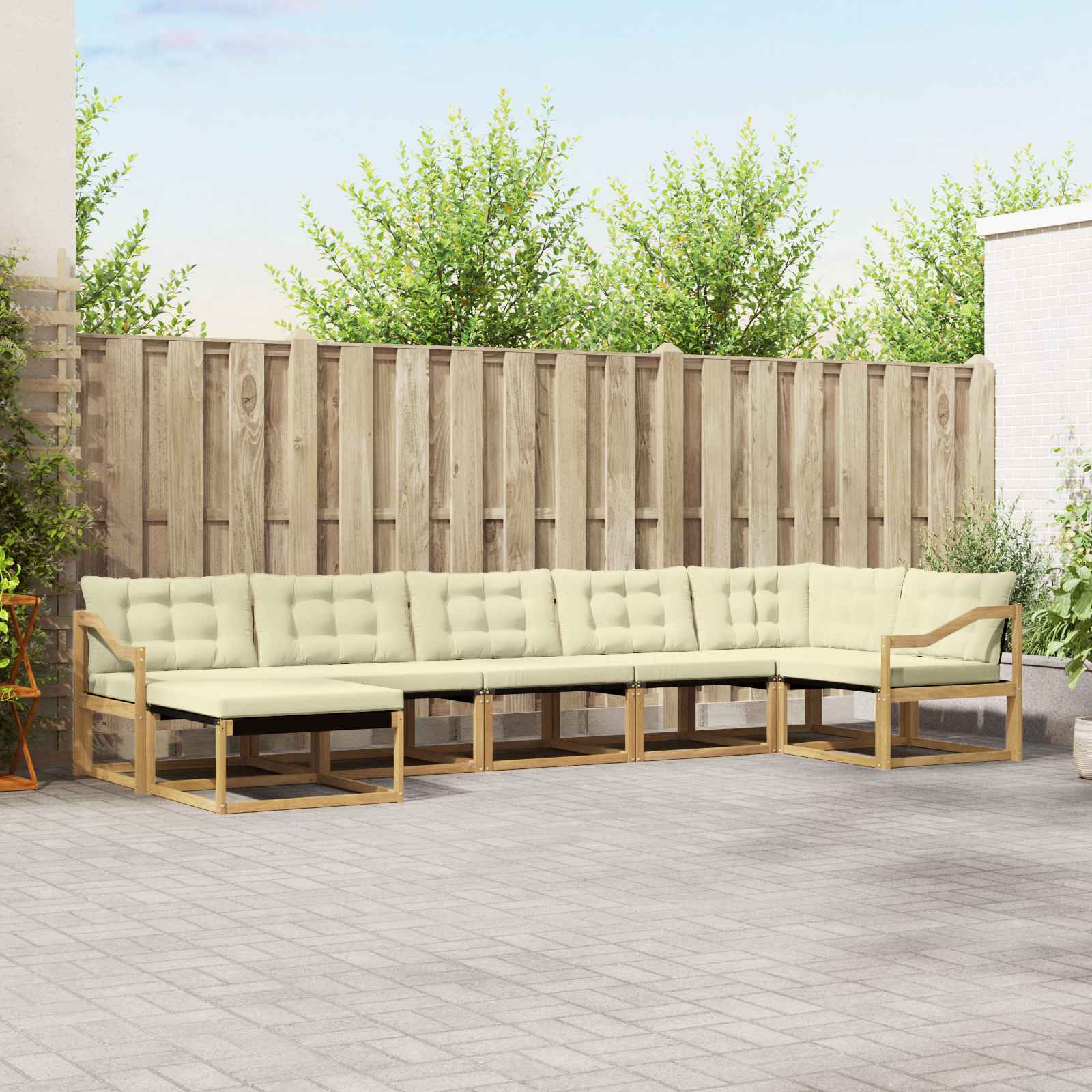 vidaXL Buiten bankenset 21 pcs Natuurlijk en Crème Massief Acaciahout