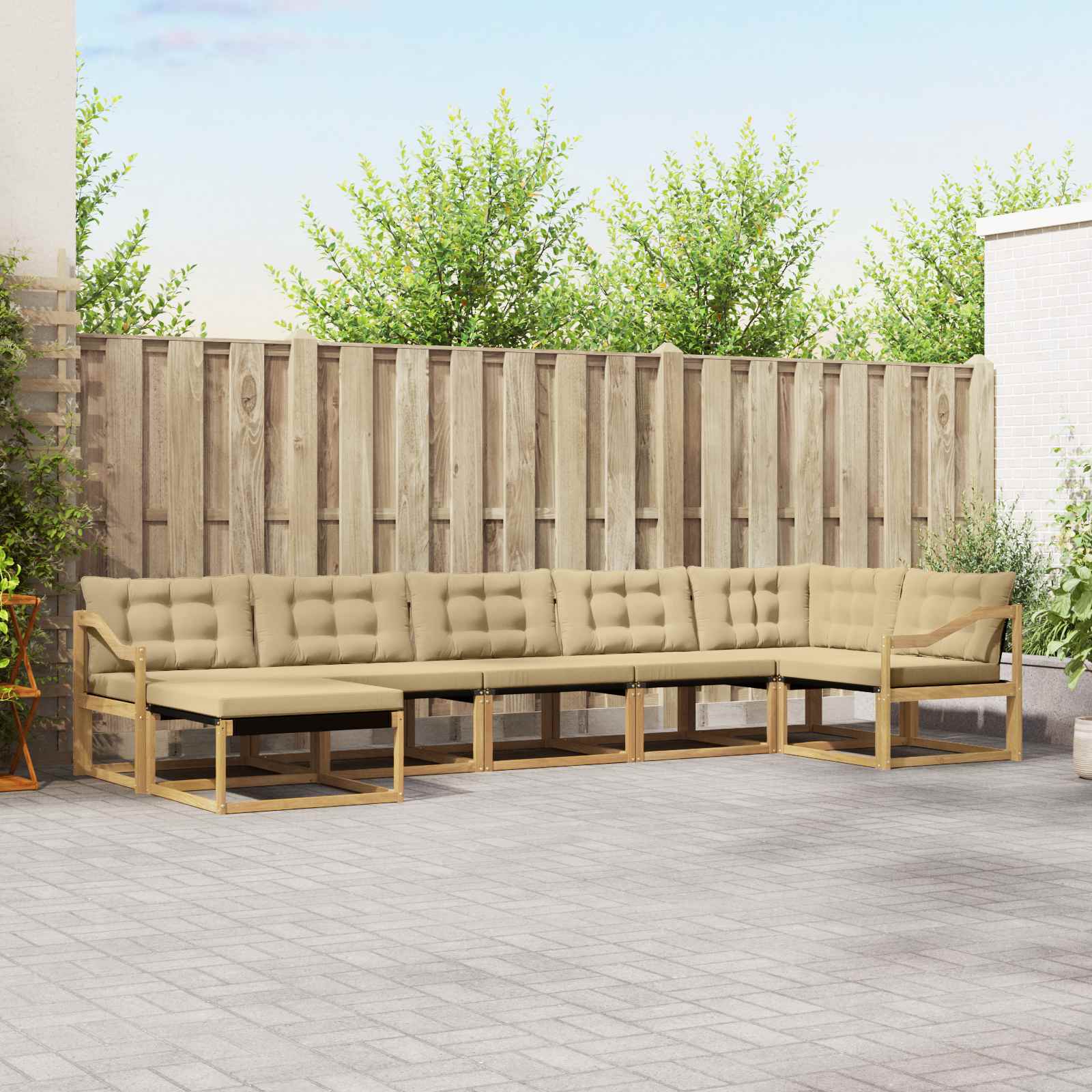 vidaXL Buiten bankenset 21 pcs Natuurlijk en Crème Massief Acaciahout