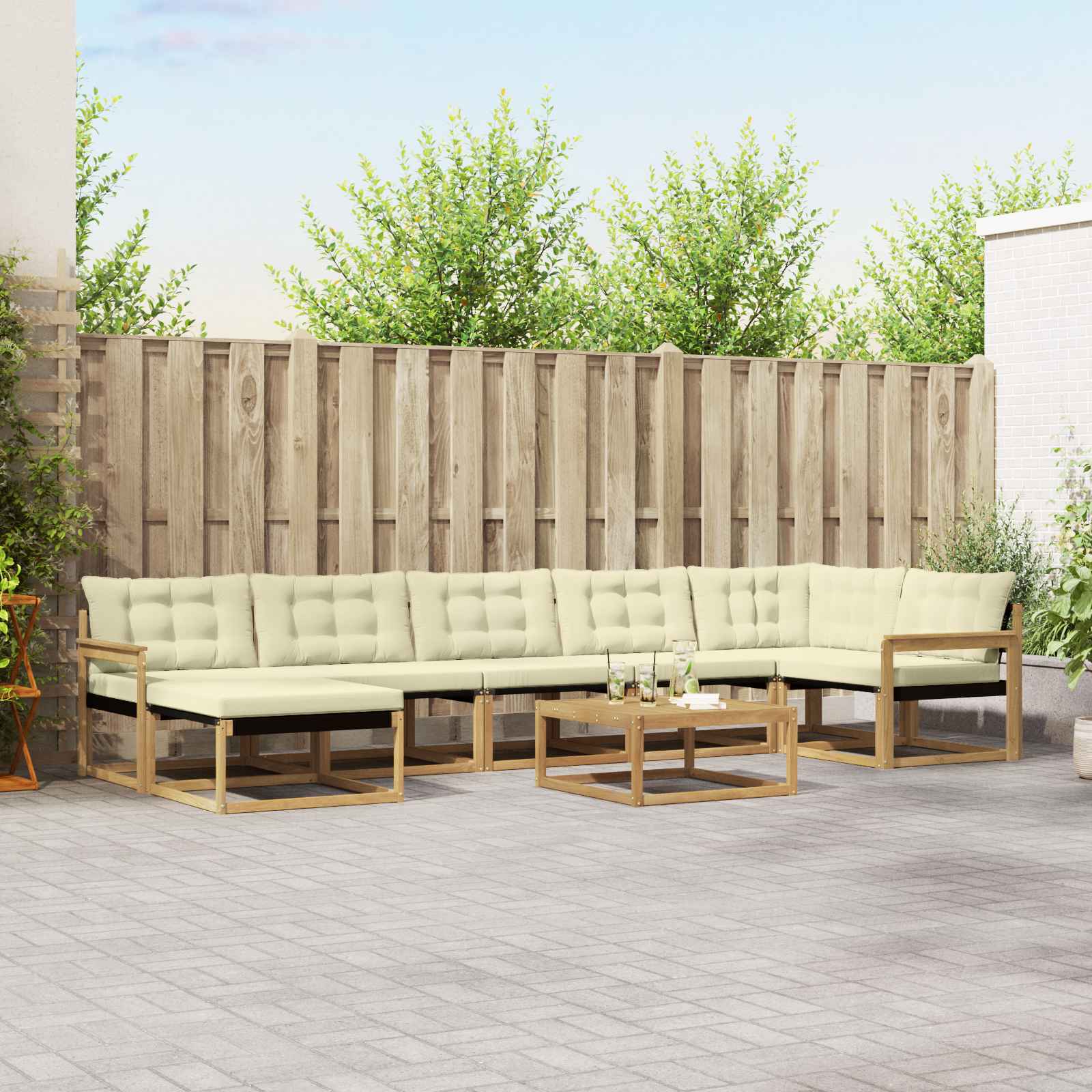 vidaXL Buiten bankenset 22 pcs Natuurlijk en Crème Massief Acaciahout