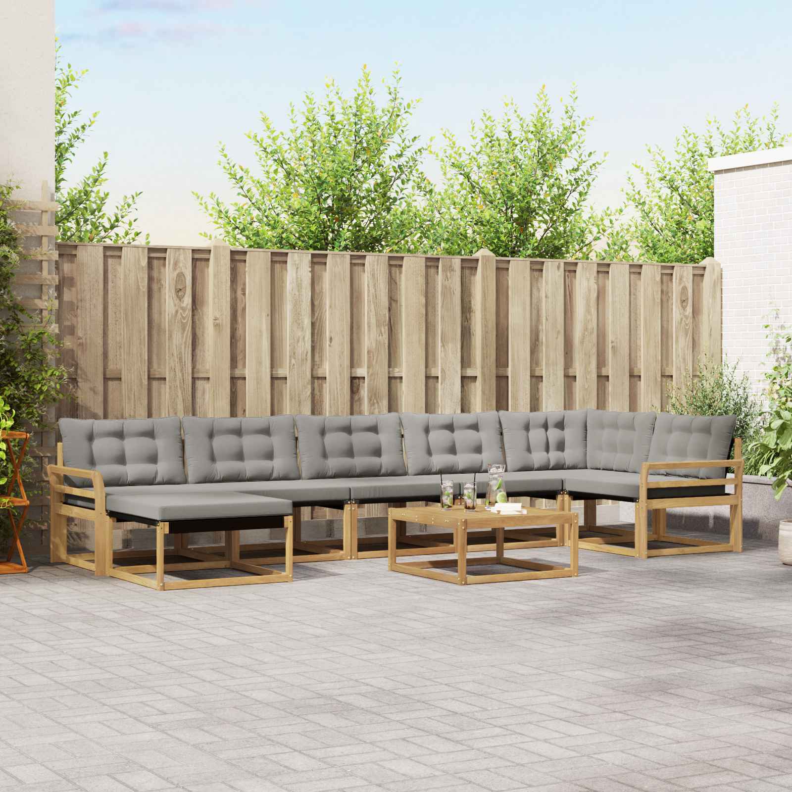 vidaXL Buiten bankenset 22 pcs Natuurlijk en Crème Massief Acaciahout