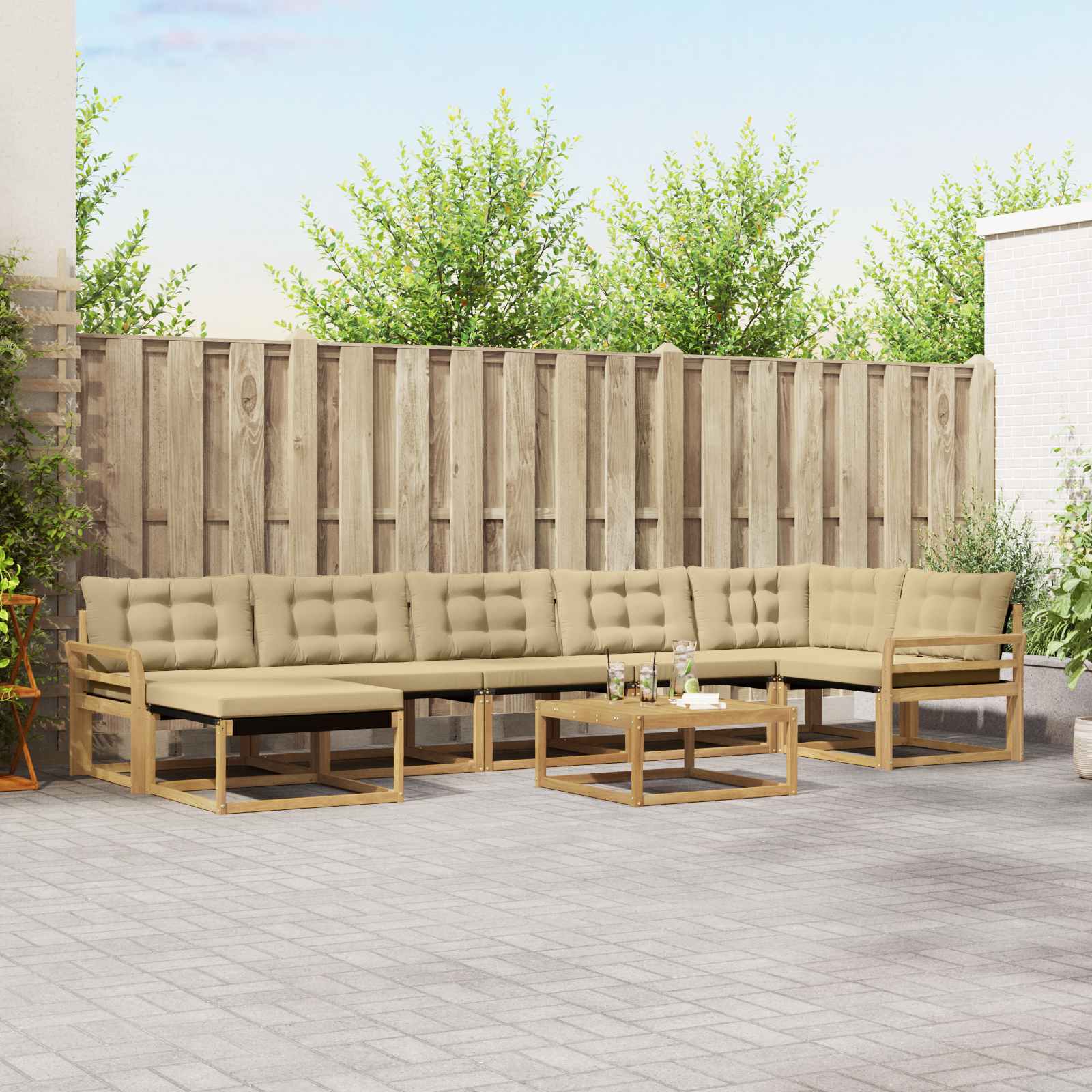 vidaXL Buiten bankenset 22 pcs Natuurlijk en Crème Massief Acaciahout