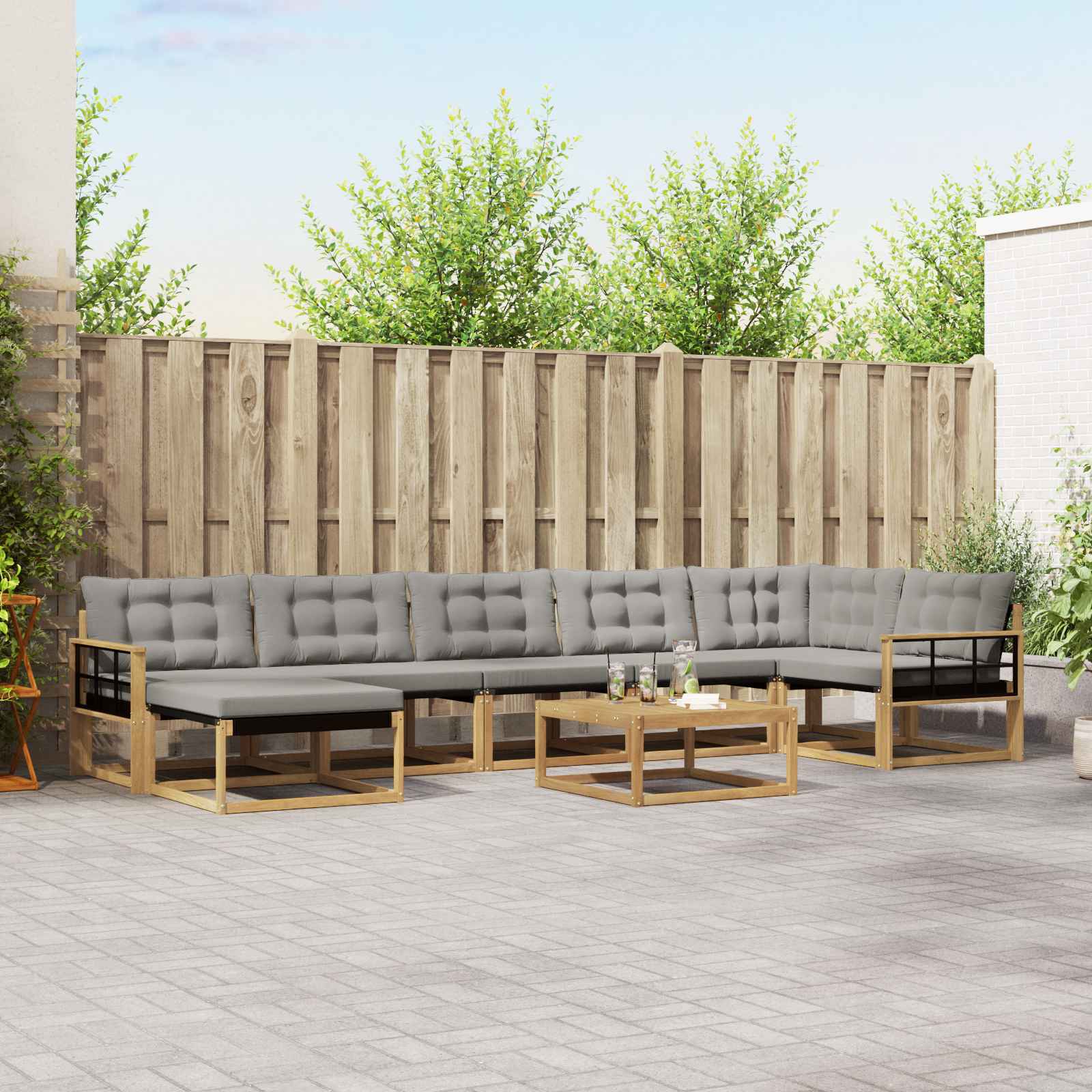 vidaXL Buiten bankenset 22 pcs Natuurlijk en Crème Massief Acaciahout
