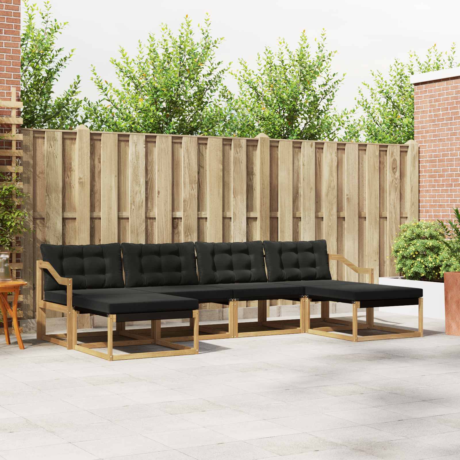 vidaXL Buiten bankenset met kussen 6 pcs Natuurlijk en Crème