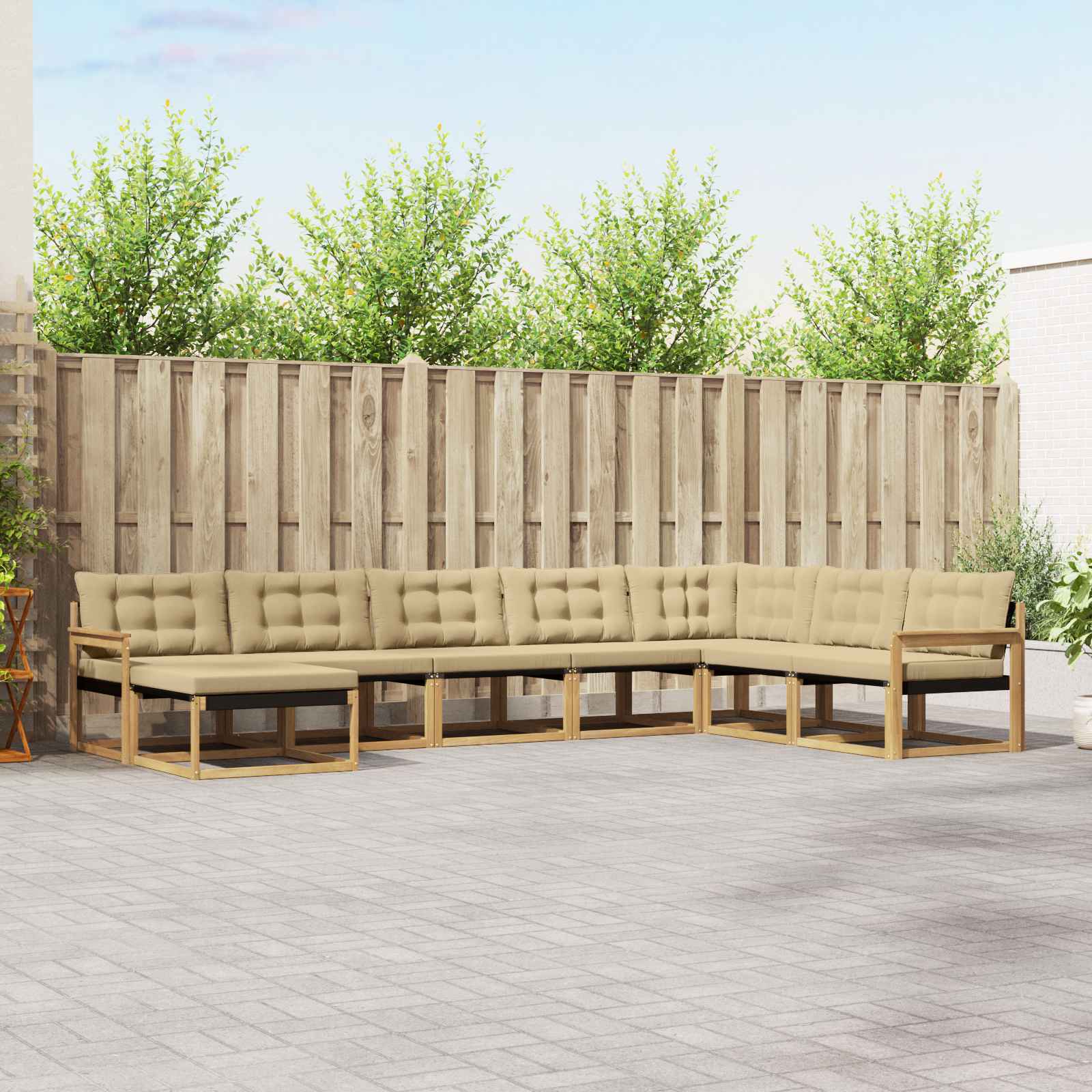 vidaXL Buiten bankenset 24 pcs Natuurlijk en Crème Massief Acaciahout