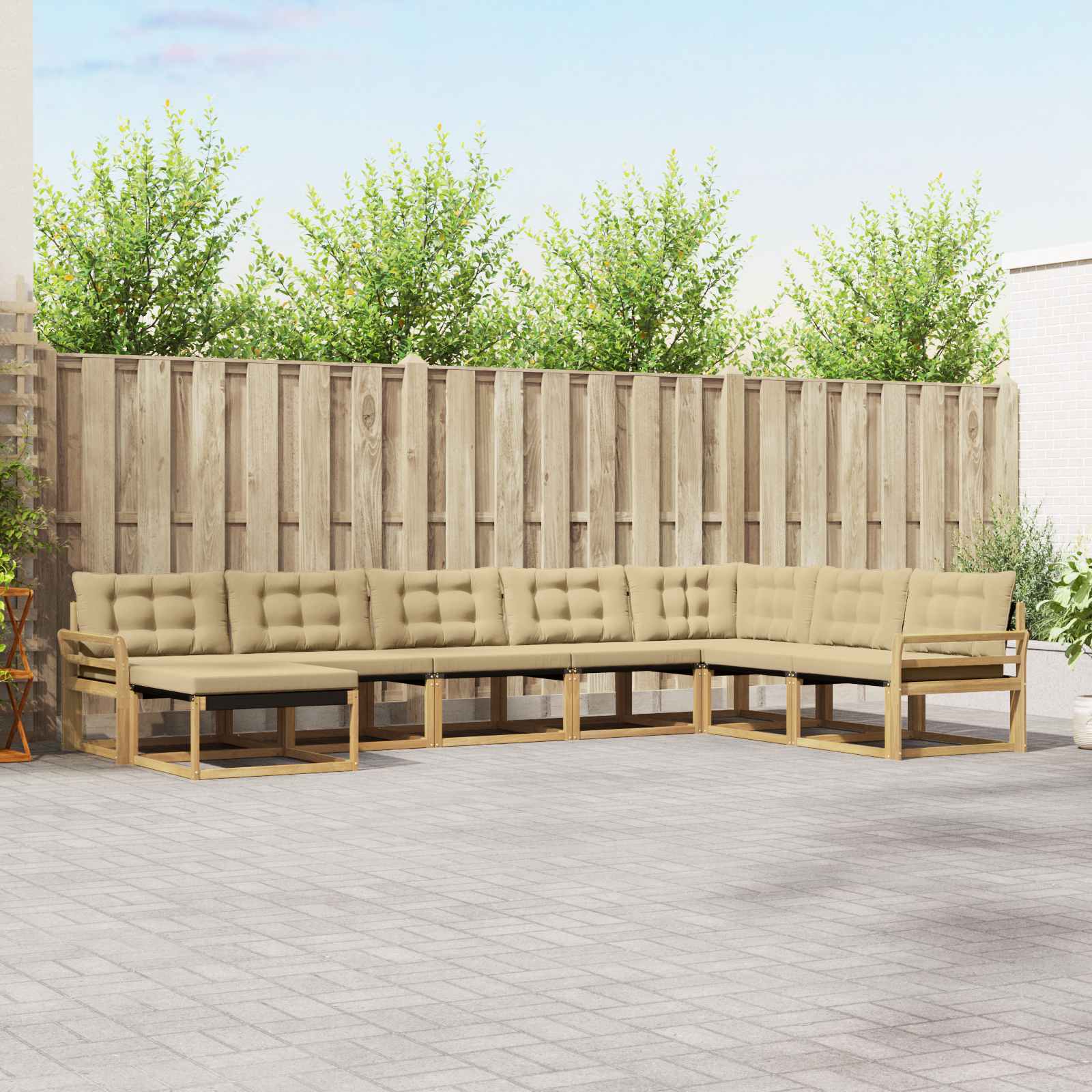 vidaXL Buiten bankenset 24 pcs Natuurlijk en Crème Massief Acaciahout