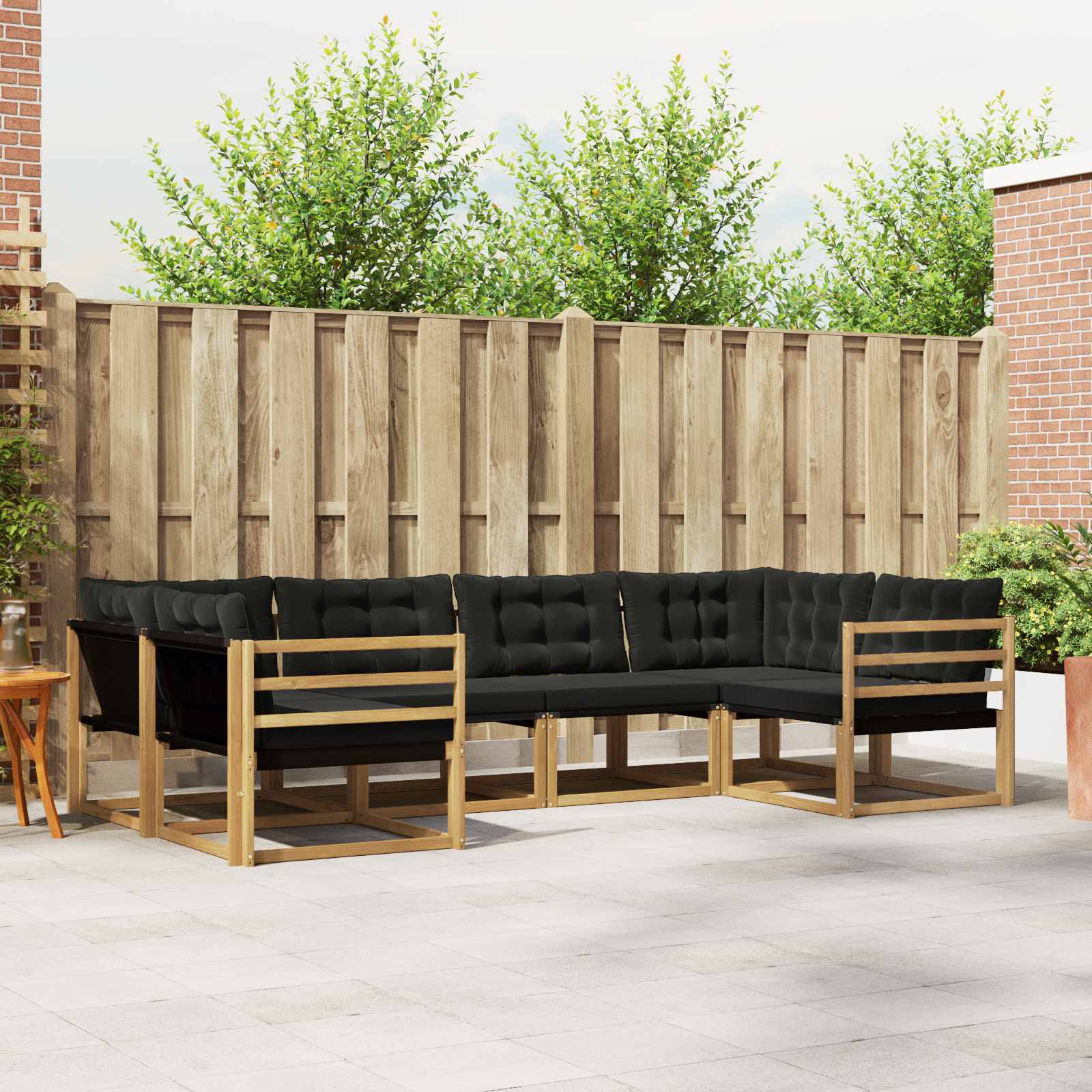 vidaXL Buiten bankenset met kussen 6 pcs Natuurlijk en Crème