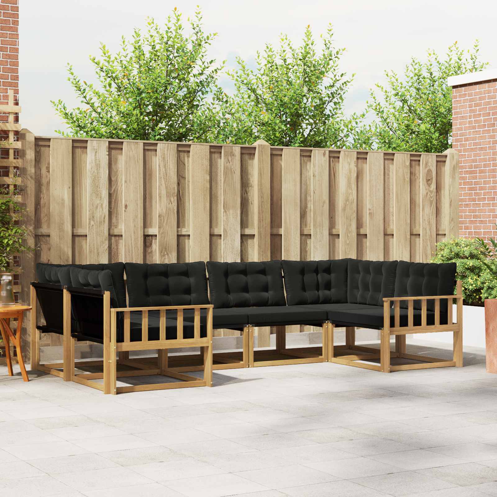 vidaXL Buiten bankenset met kussen 6 pcs Natuurlijk en Crème