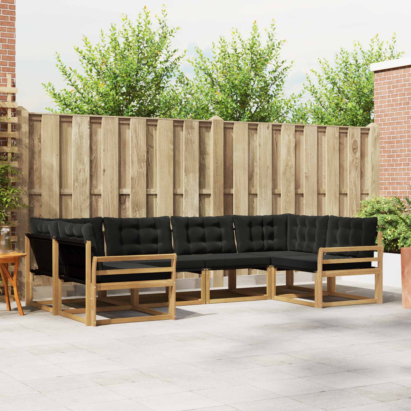 vidaXL Buiten bankenset met kussen 6 pcs Natuurlijk en Crème