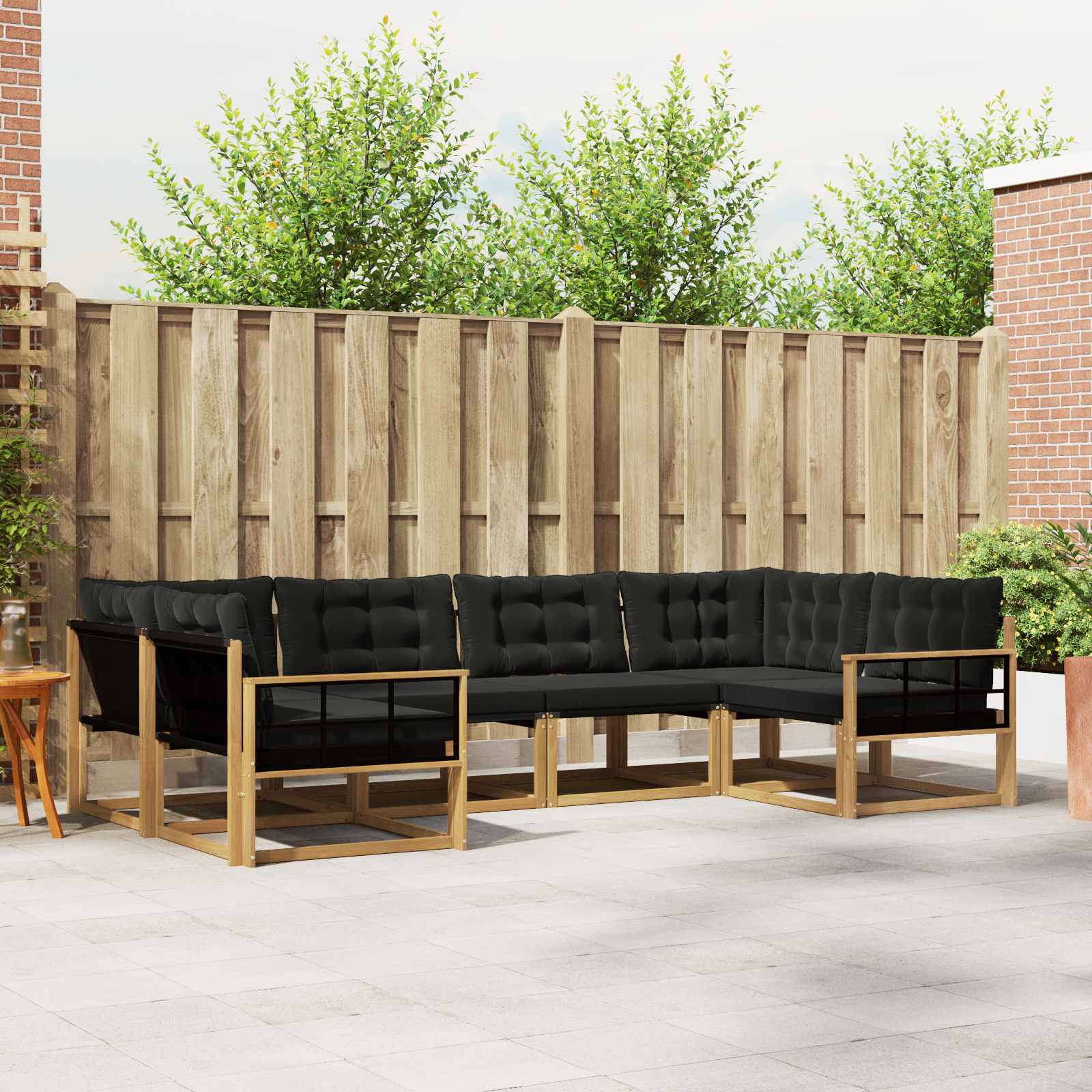 vidaXL Buiten bankenset met kussen 6 pcs Natuurlijk en Crème