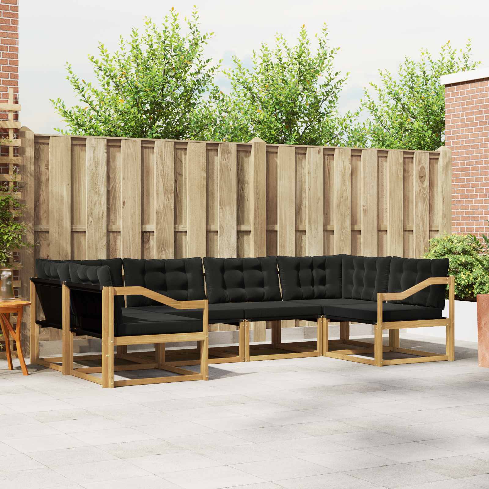 vidaXL Buiten bankenset met kussen 6 pcs Natuurlijk en Crème