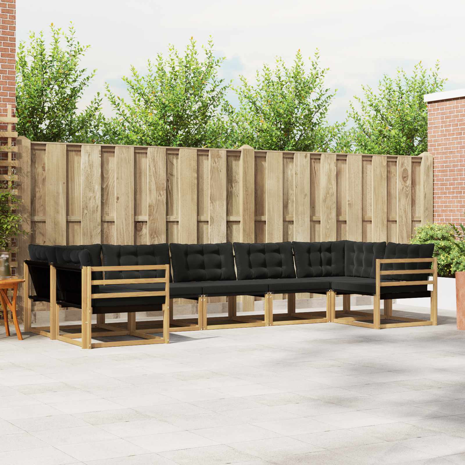 vidaXL Buiten bankenset met kussen 7 pcs Natuurlijk en Crème