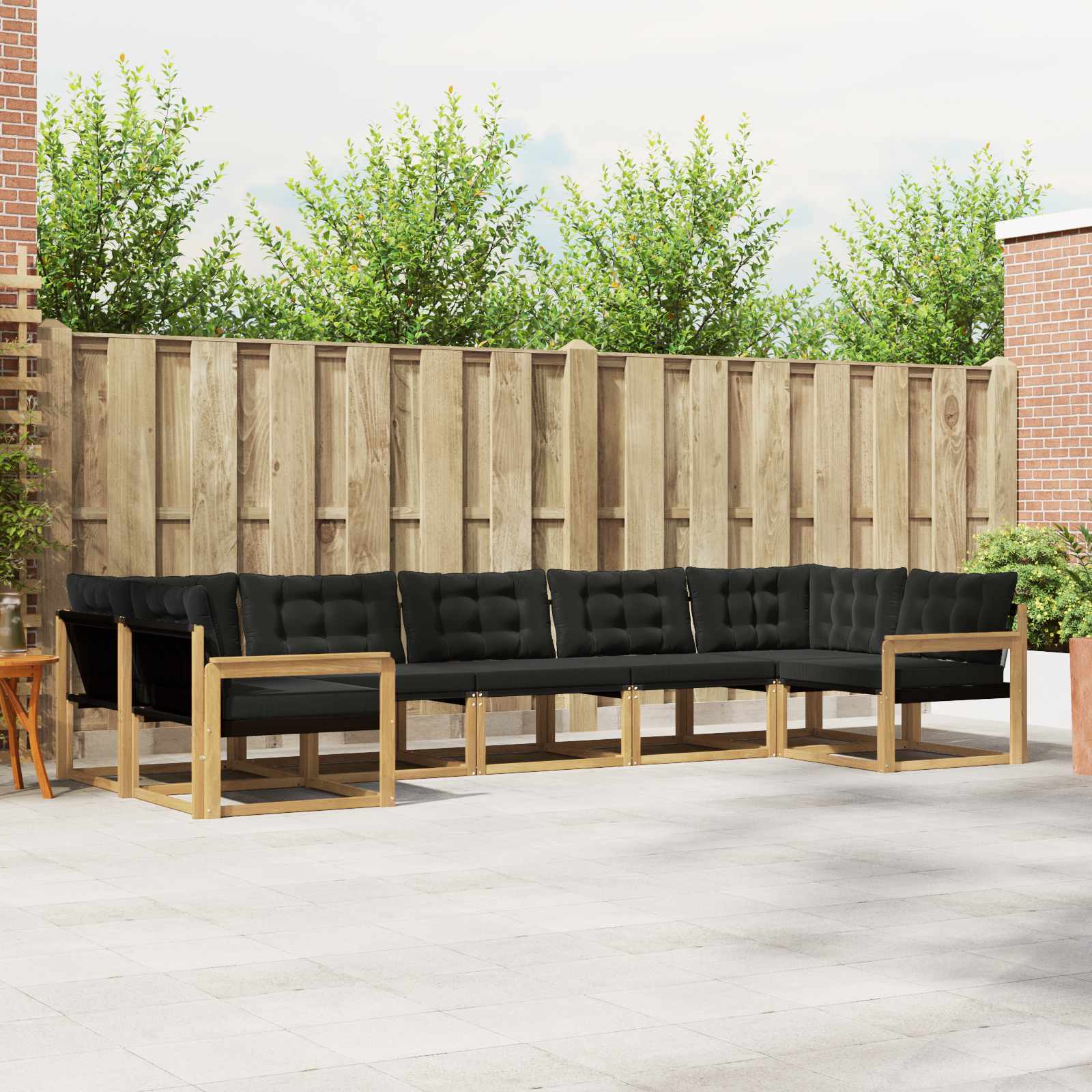 vidaXL Buiten bankenset met kussen 7 pcs Natuurlijk en Crème
