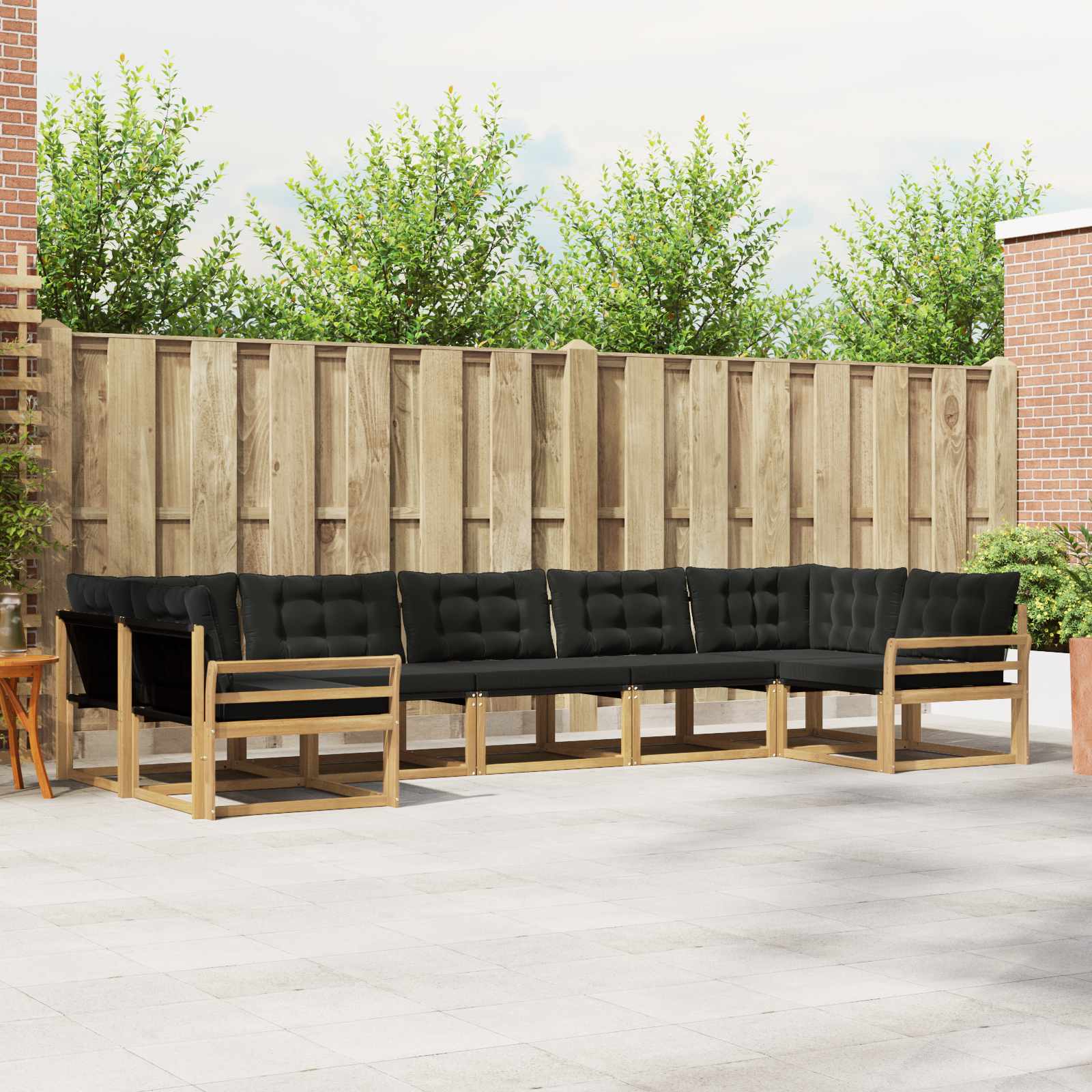 vidaXL Buiten bankenset met kussen 7 pcs Natuurlijk en Crème