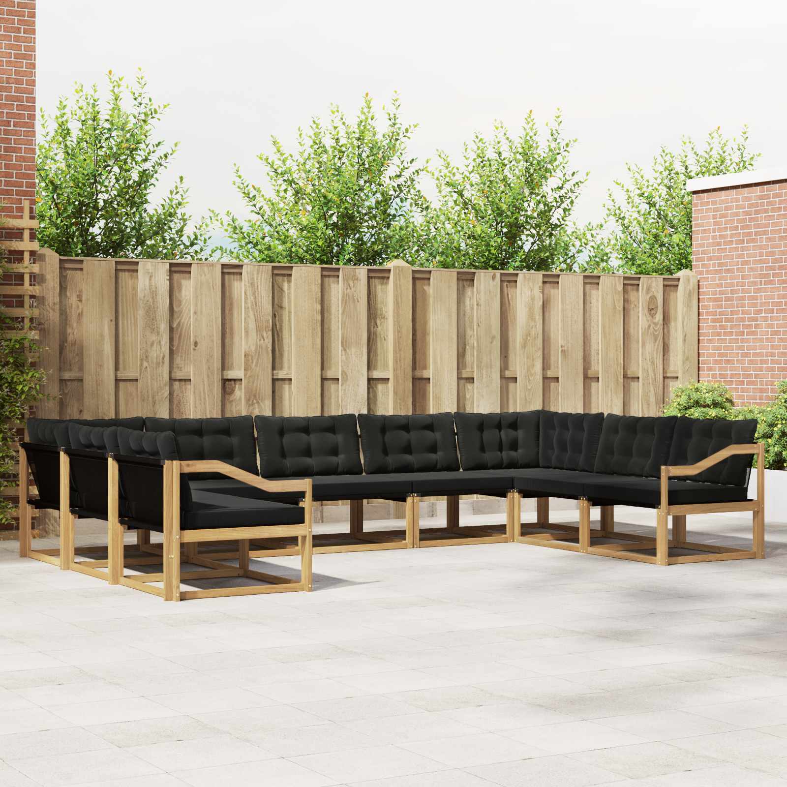 vidaXL Buiten bankenset met kussen 9 pcs Natuurlijk en Crème