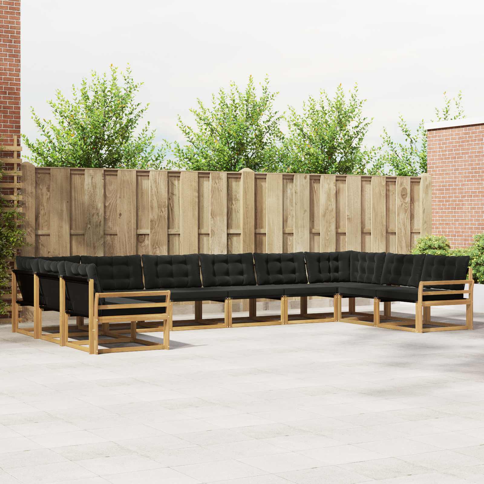 vidaXL Buiten bankenset met kussen 10 pcs Natuurlijk en Crème