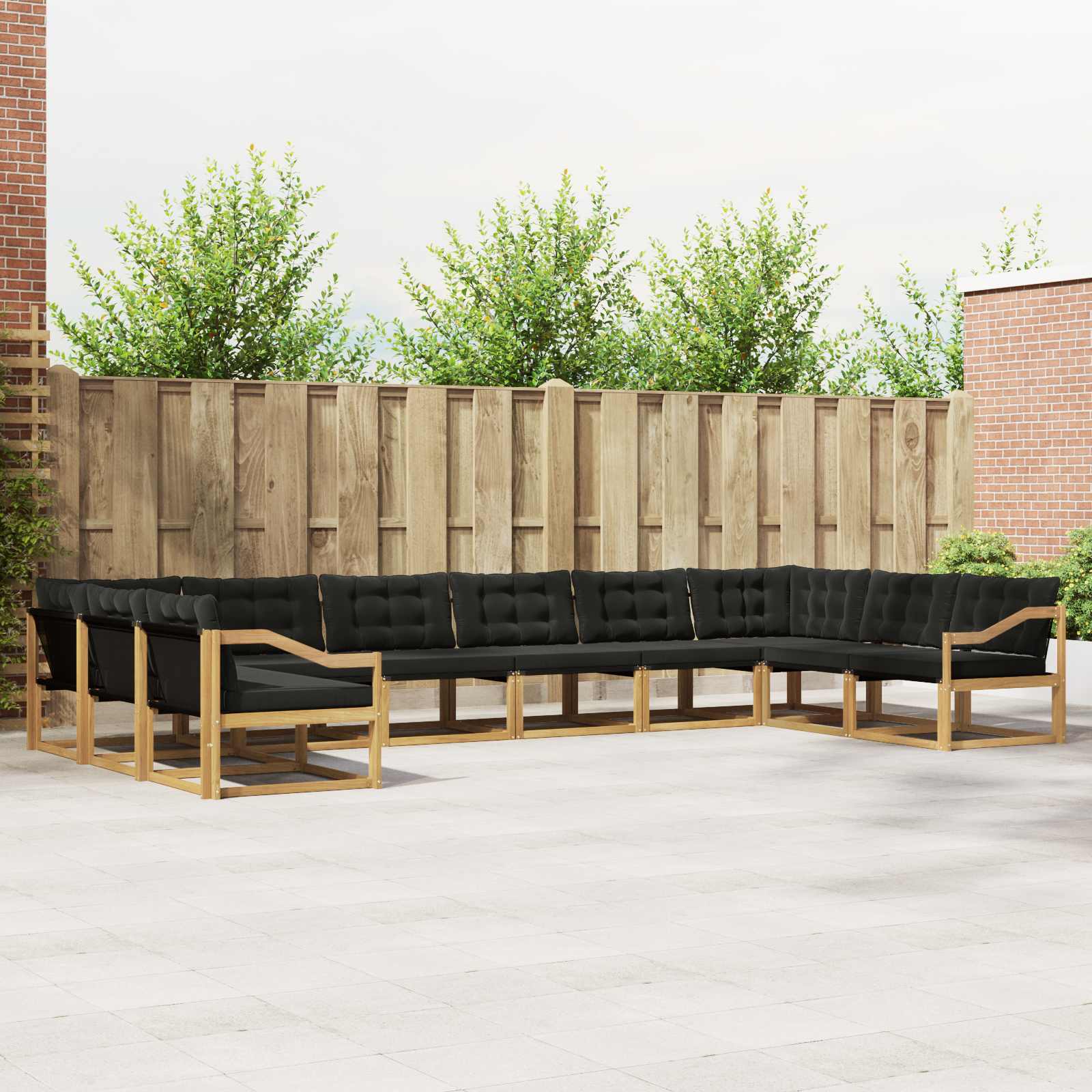 vidaXL Buiten bankenset met kussen 10 pcs Natuurlijk en Crème