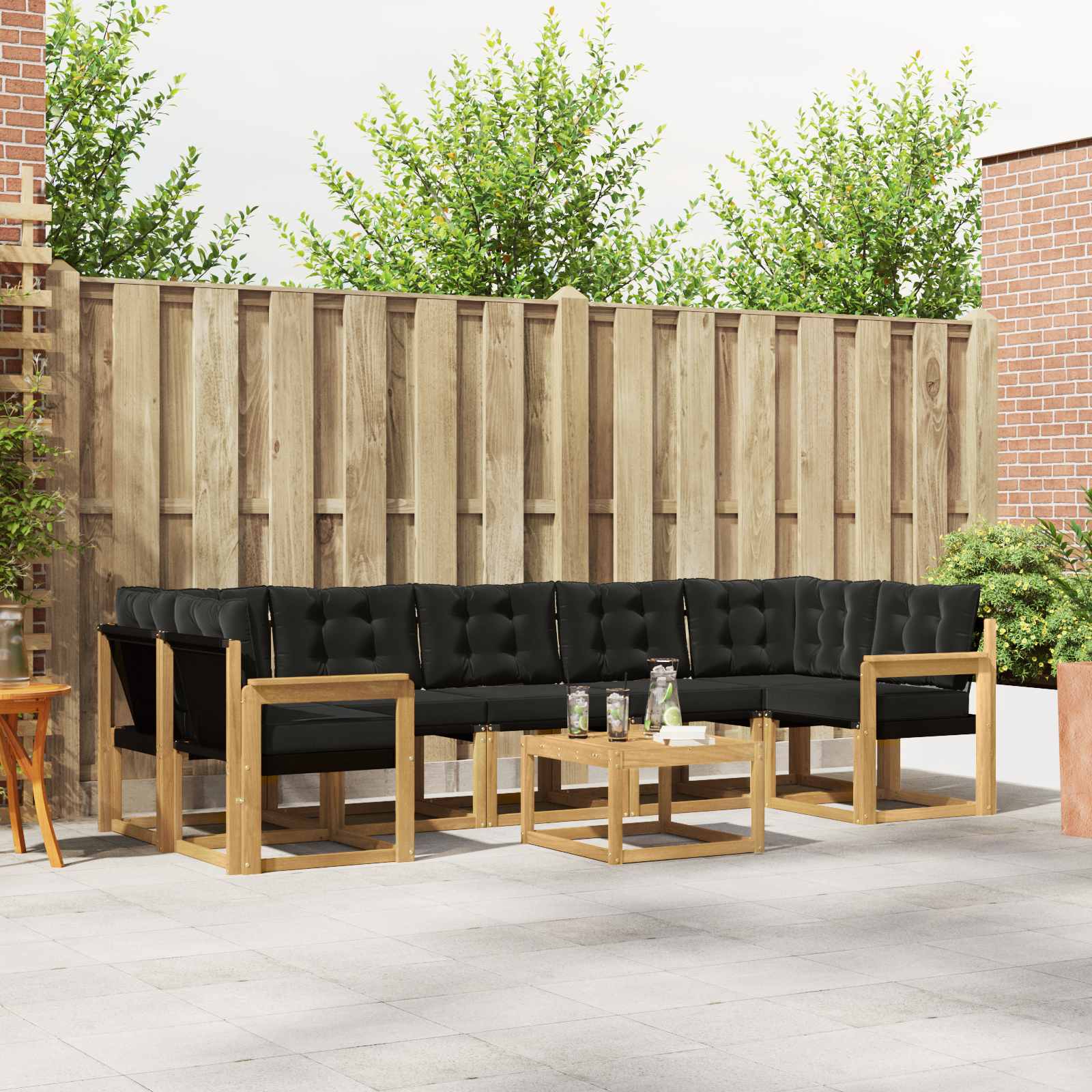 vidaXL Buiten bankenset met kussen 8 pcs Natuurlijk en Crème