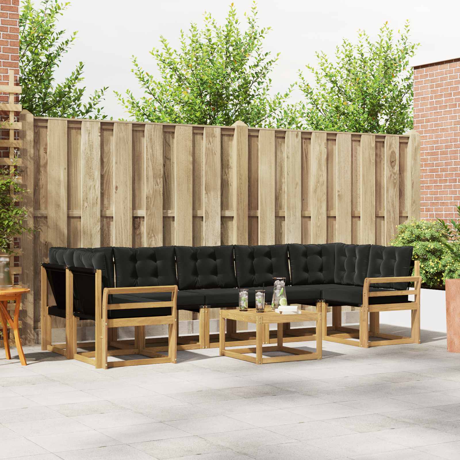 vidaXL Buiten bankenset met kussen 8 pcs Natuurlijk en Crème
