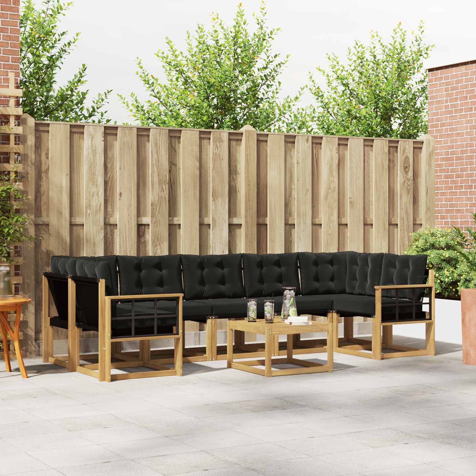 vidaXL Buiten bankenset met kussen 8 pcs Natuurlijk en Crème