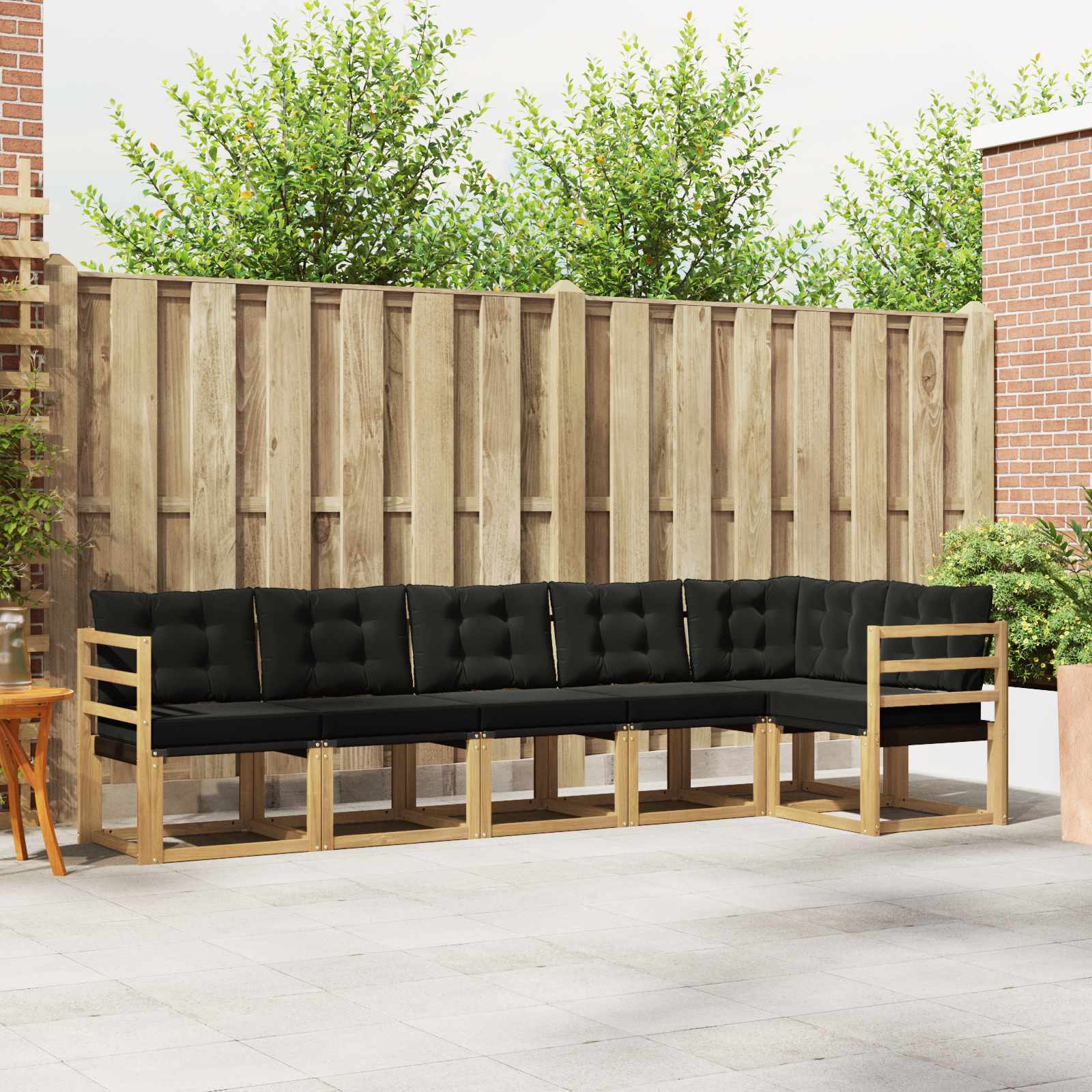 vidaXL Buiten bankenset met kussen 6 pcs Natuurlijk en Crème