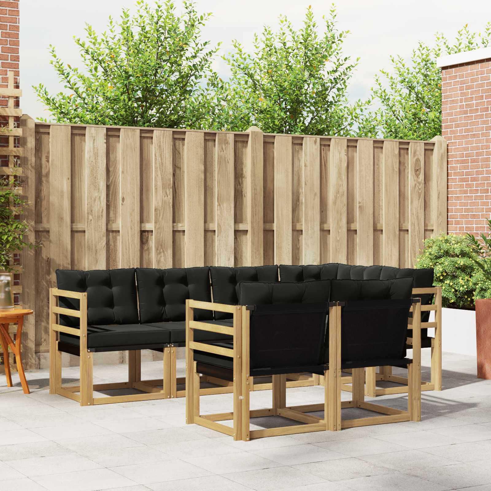 vidaXL Buiten bankenset met kussen 7 pcs Natuurlijk en Crème