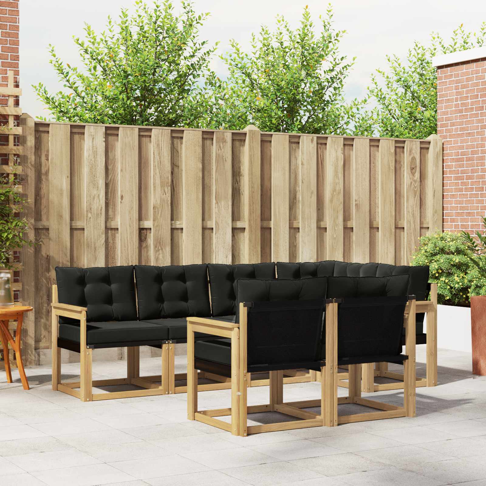 vidaXL Buiten bankenset met kussen 7 pcs Natuurlijk en Crème
