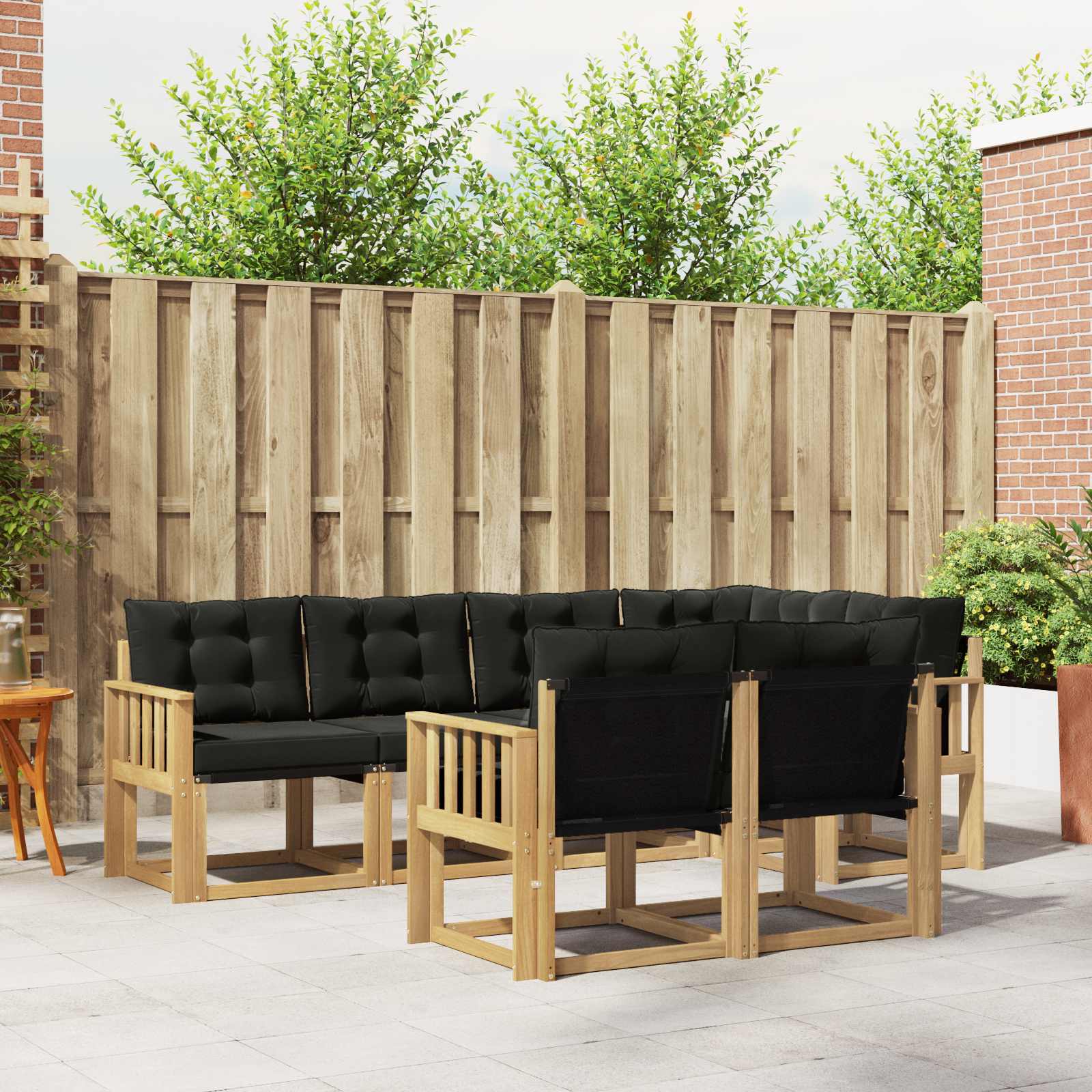 vidaXL Buiten bankenset met kussen 7 pcs Natuurlijk en Crème