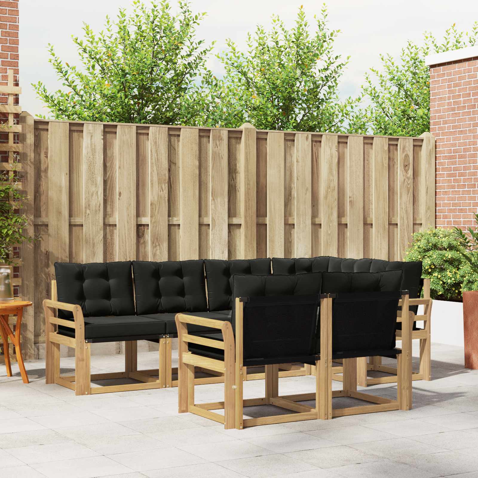 vidaXL Buiten bankenset met kussen 7 pcs Natuurlijk en Crème