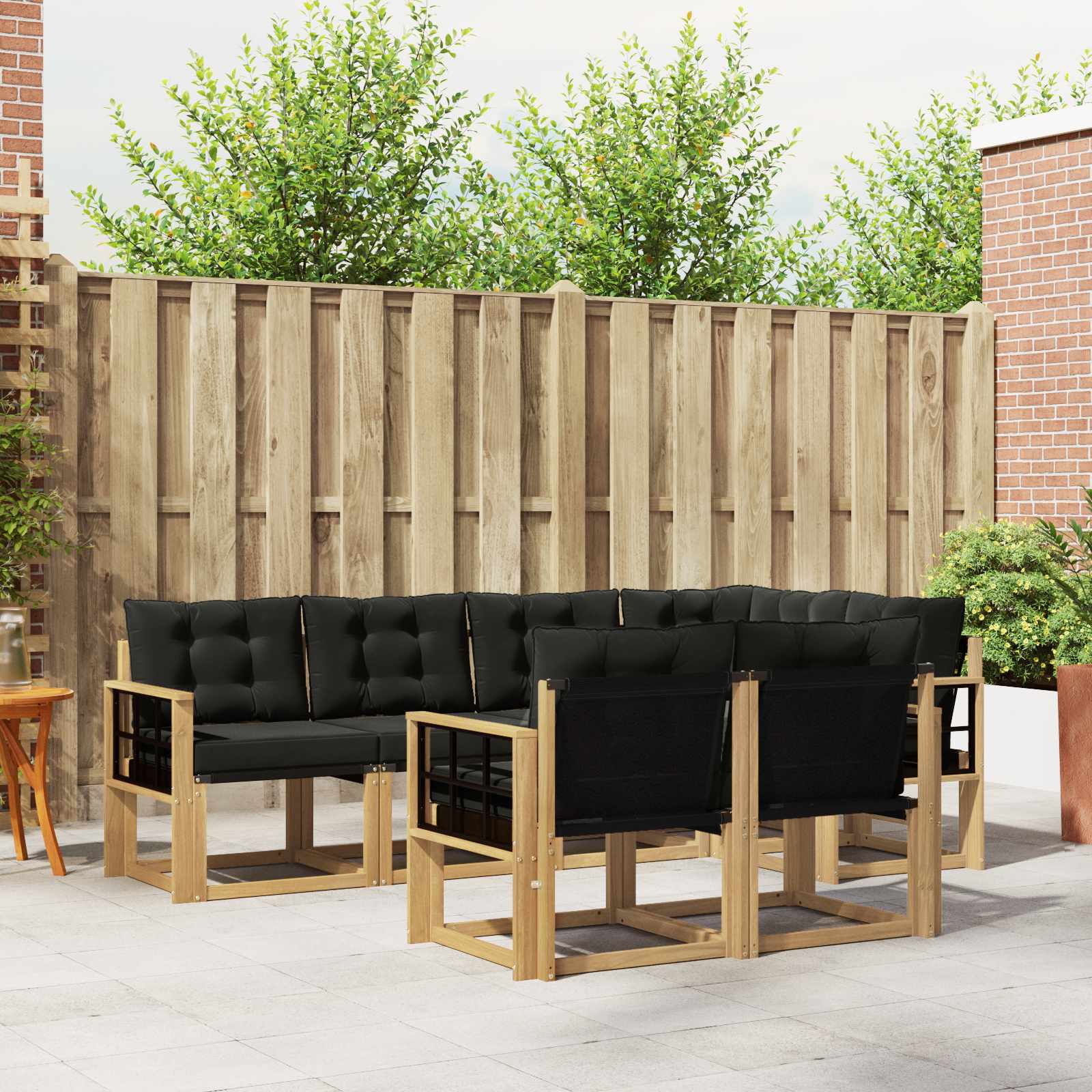 vidaXL Buiten bankenset met kussen 7 pcs Natuurlijk en Crème