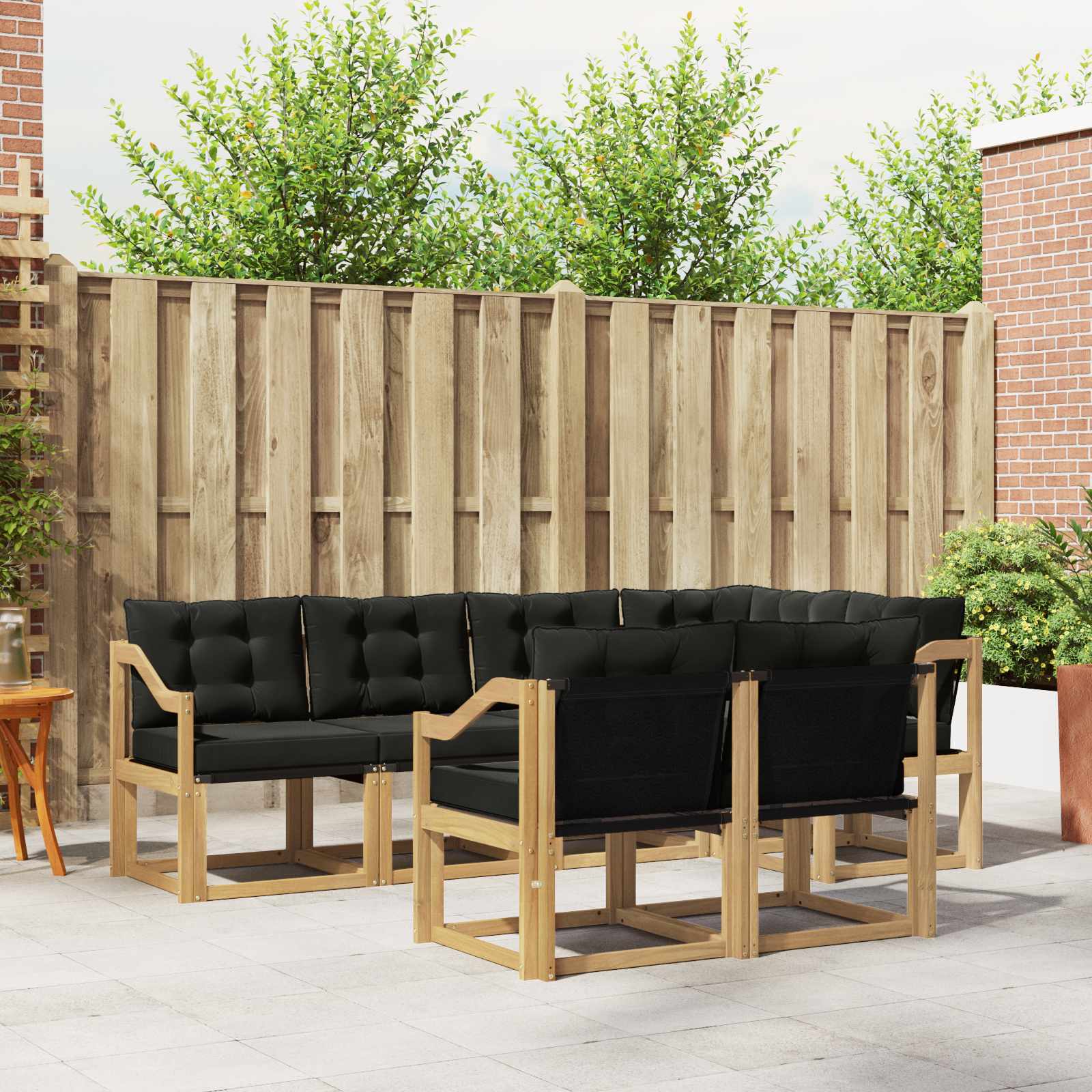 vidaXL Buiten bankenset met kussen 7 pcs Natuurlijk en Crème