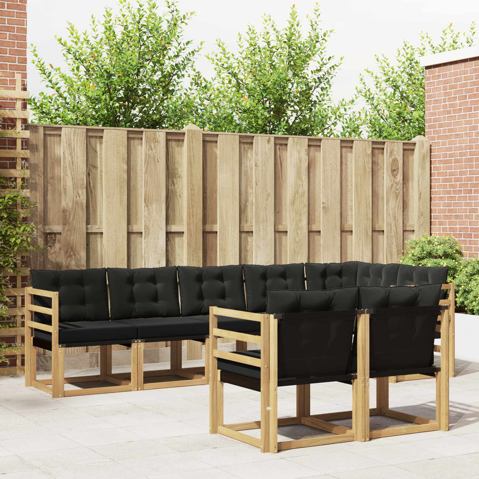 vidaXL Buiten bankenset met kussen 8 pcs Natuurlijk en Crème
