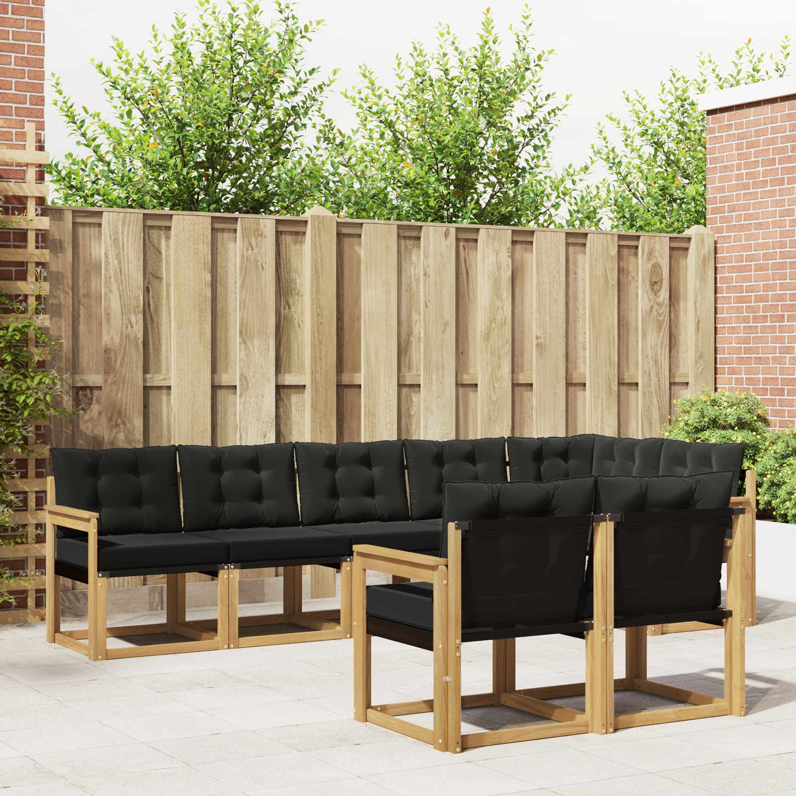 vidaXL Buiten bankenset met kussen 8 pcs Natuurlijk en Crème