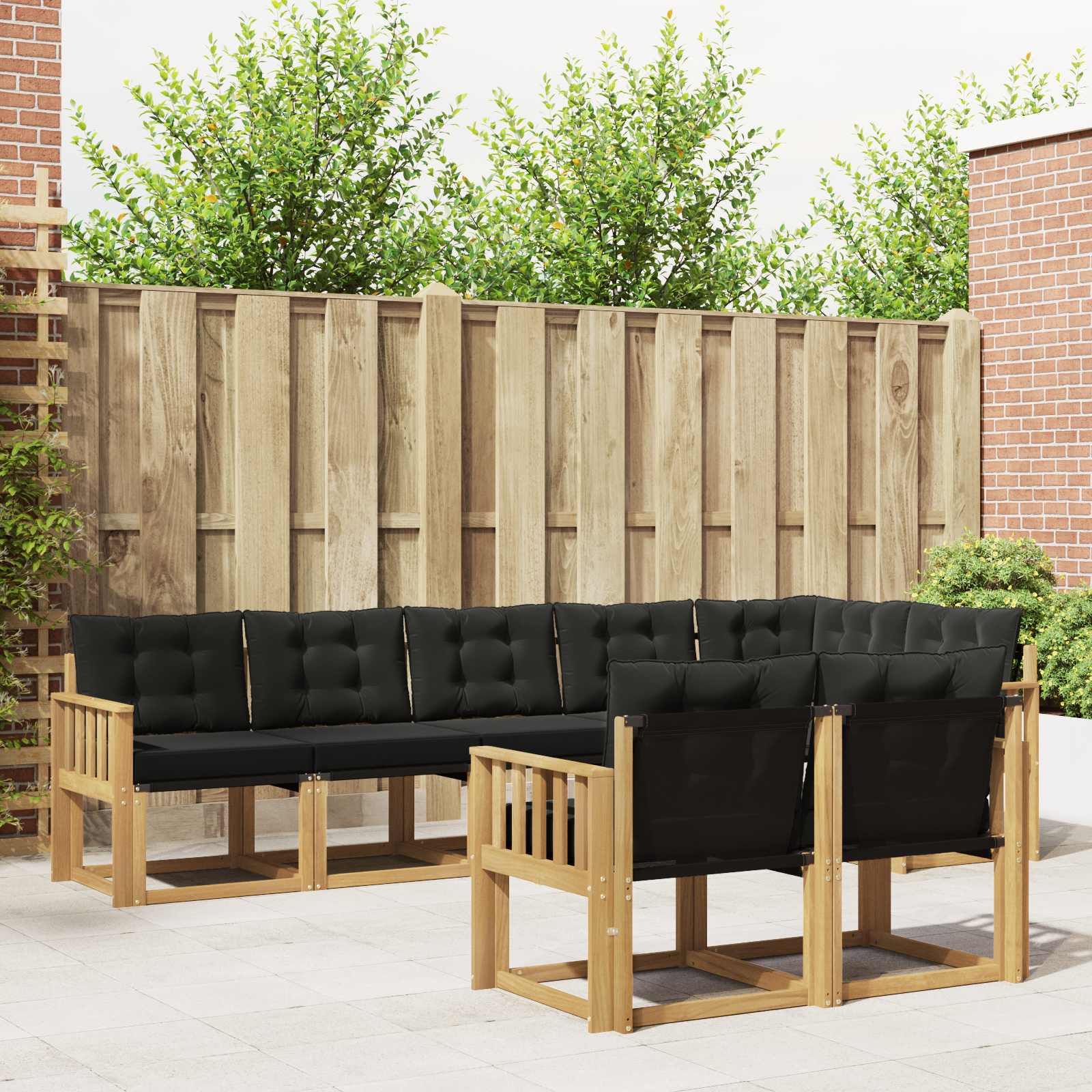vidaXL Buiten bankenset met kussen 8 pcs Natuurlijk en Crème