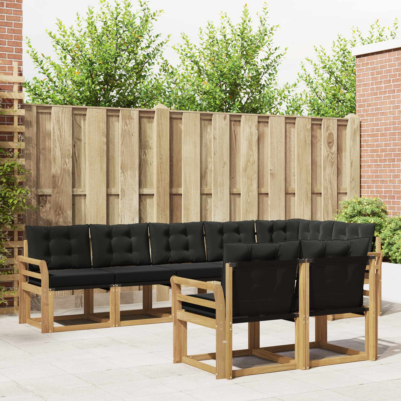 vidaXL Buiten bankenset met kussen 8 pcs Natuurlijk en Crème