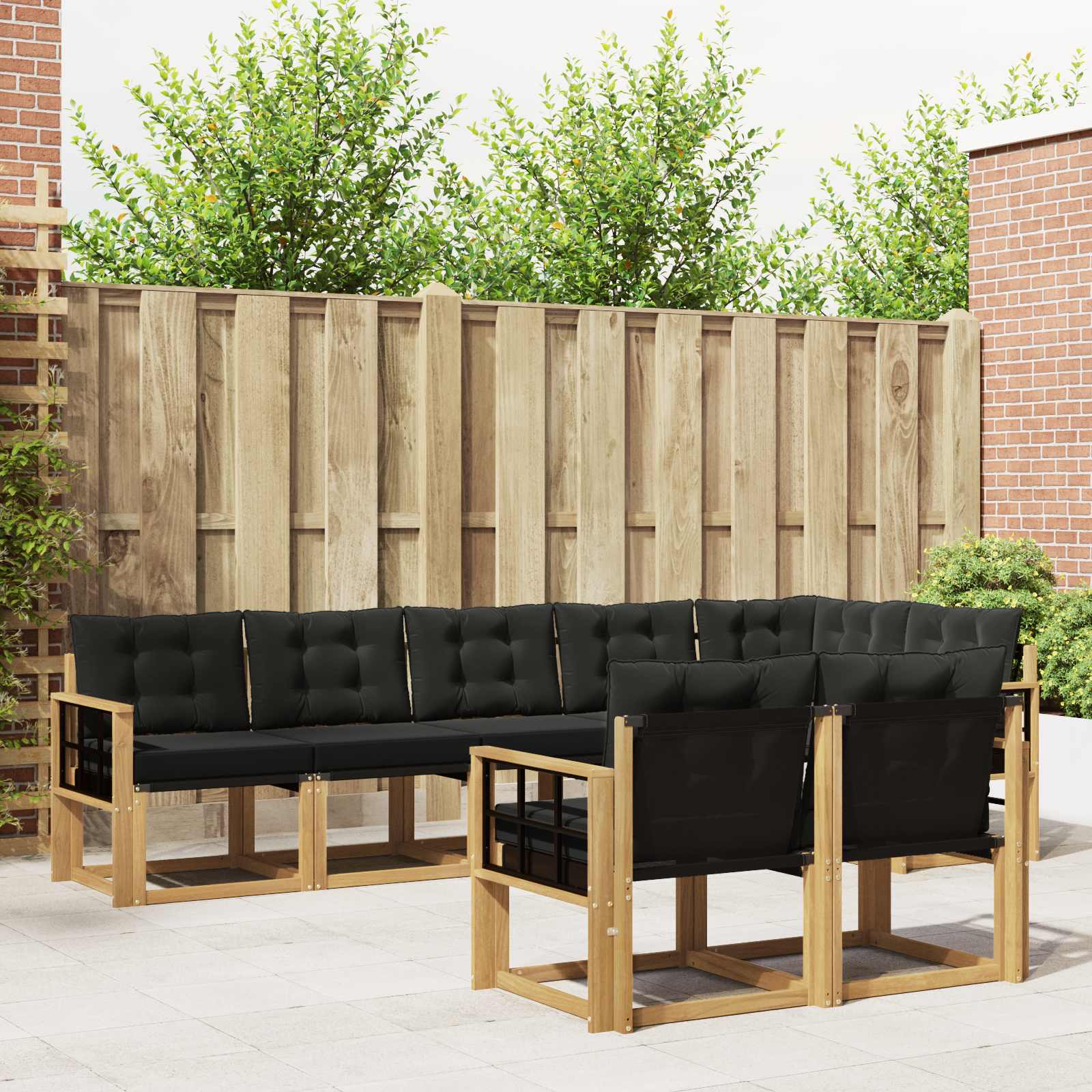 vidaXL Buiten bankenset met kussen 8 pcs Natuurlijk en Crème