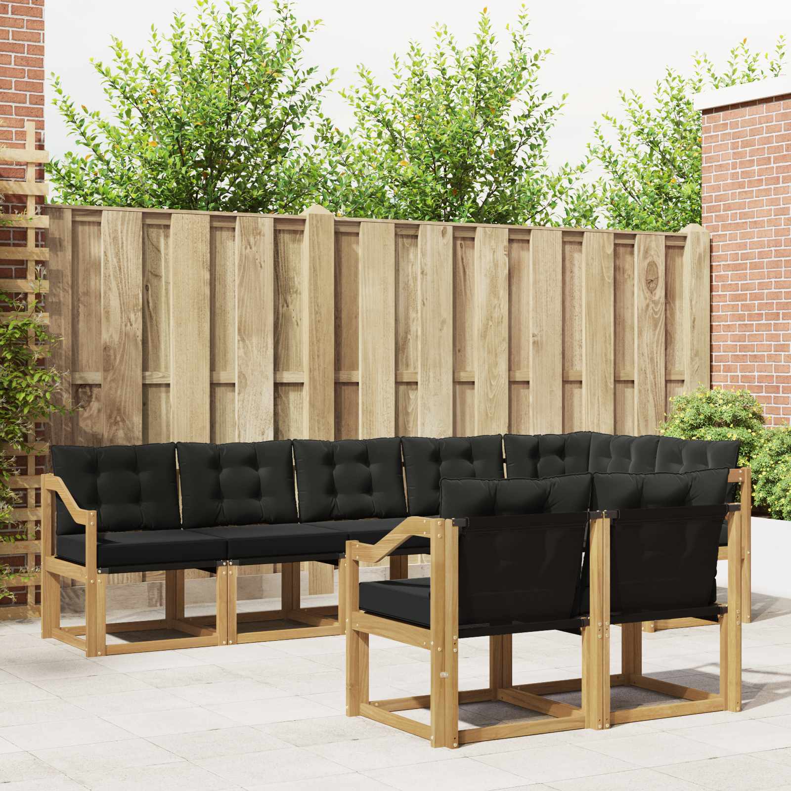 vidaXL Buiten bankenset met kussen 8 pcs Natuurlijk en Crème
