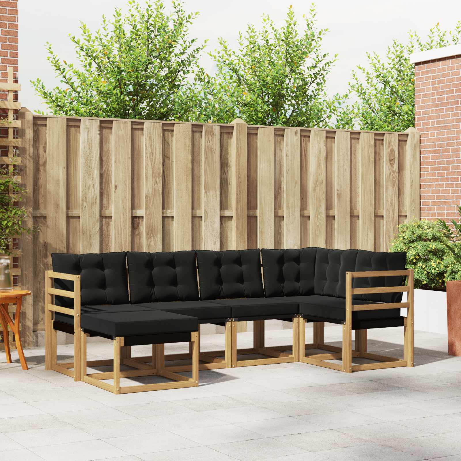 vidaXL Buiten bankenset met kussen 6 pcs Natuurlijk en Crème