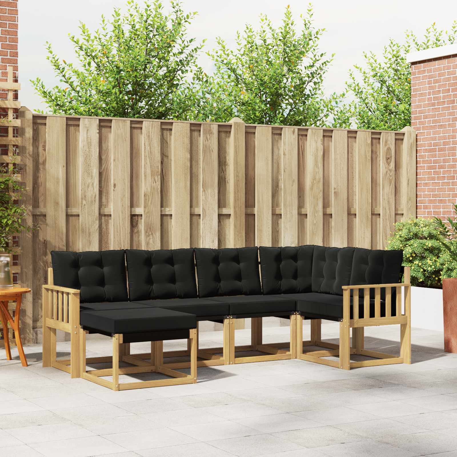 vidaXL Buiten bankenset met kussen 6 pcs Natuurlijk en Crème