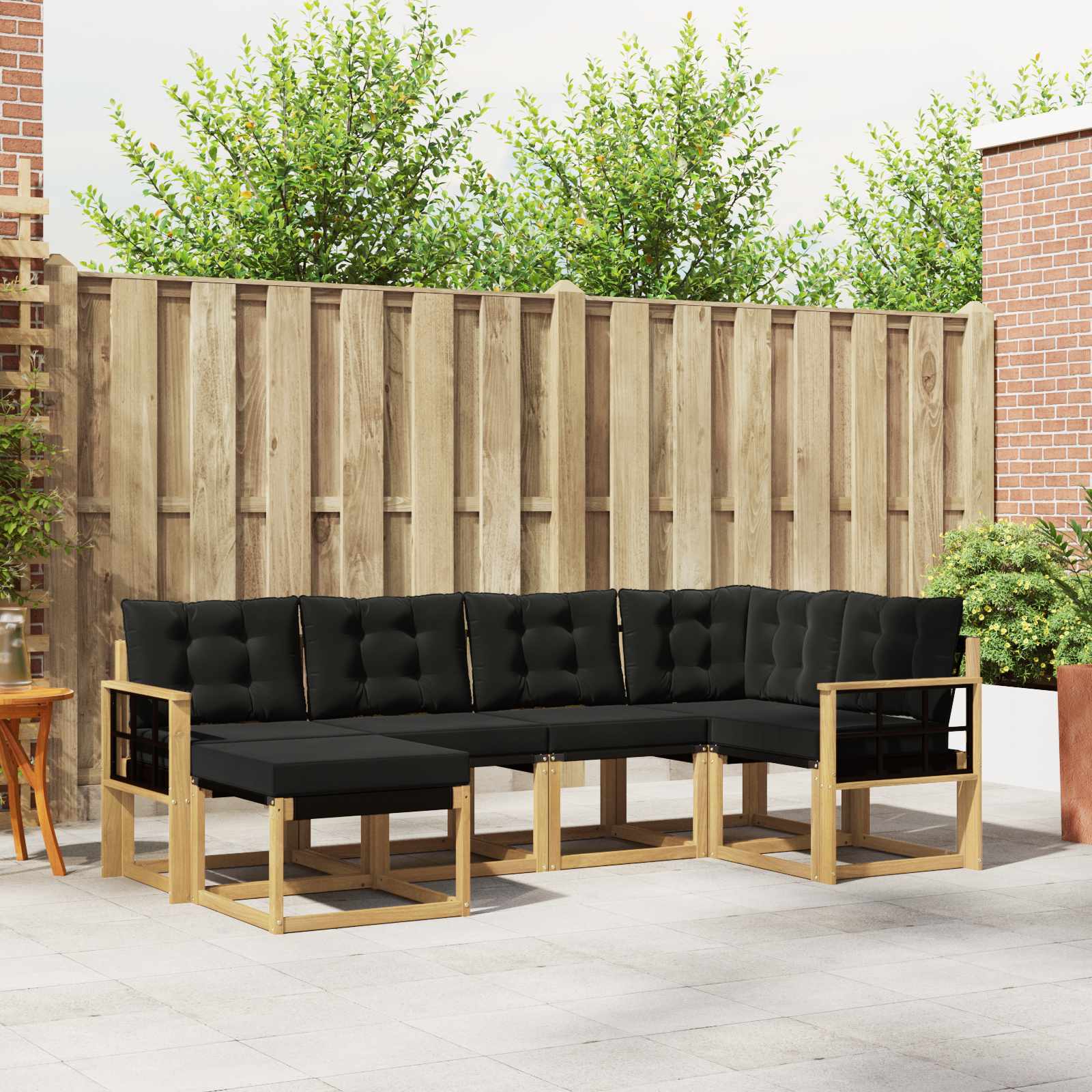 vidaXL Buiten bankenset met kussen 6 pcs Natuurlijk en Crème