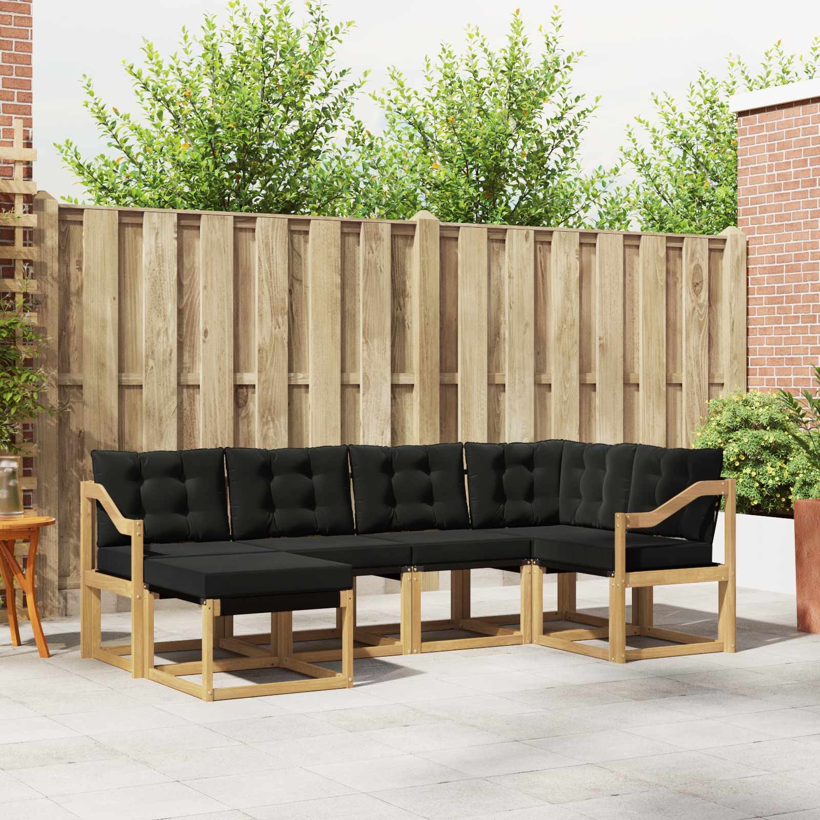 vidaXL Buiten bankenset met kussen 6 pcs Natuurlijk en Crème