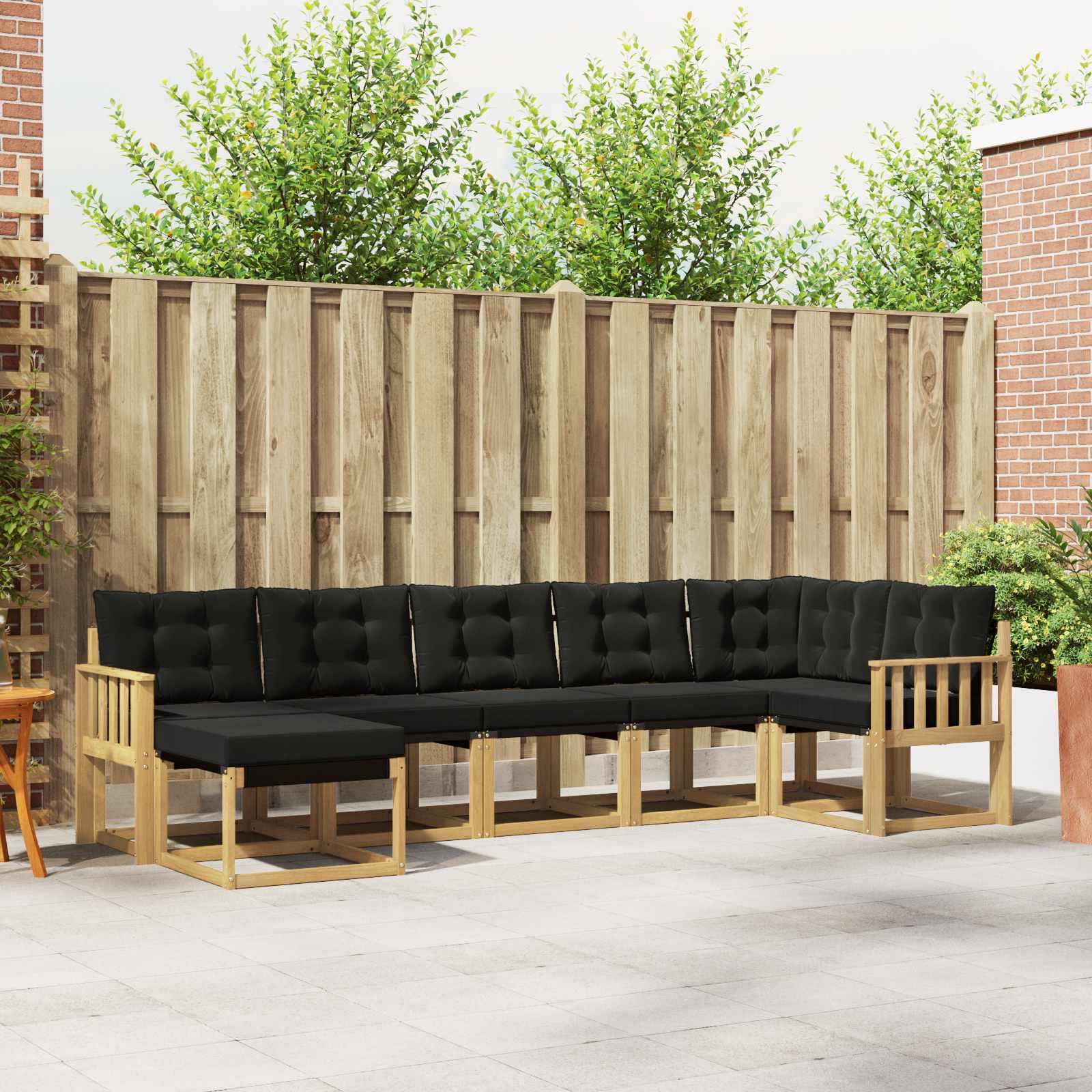 vidaXL Buiten bankenset met kussen 7 pcs Natuurlijk en Crème