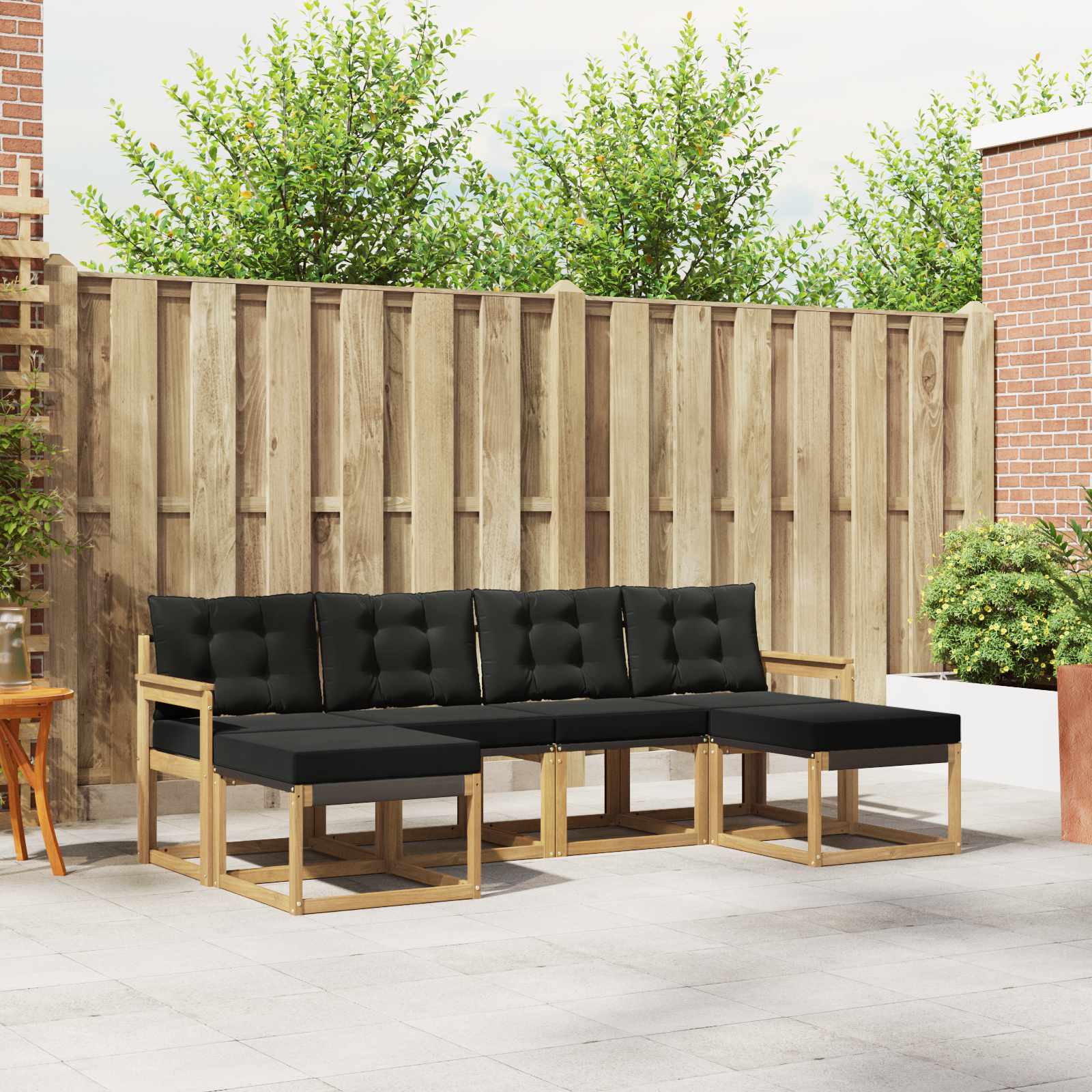 vidaXL Buiten bankenset met kussen 6 pcs Natuurlijk en Crème