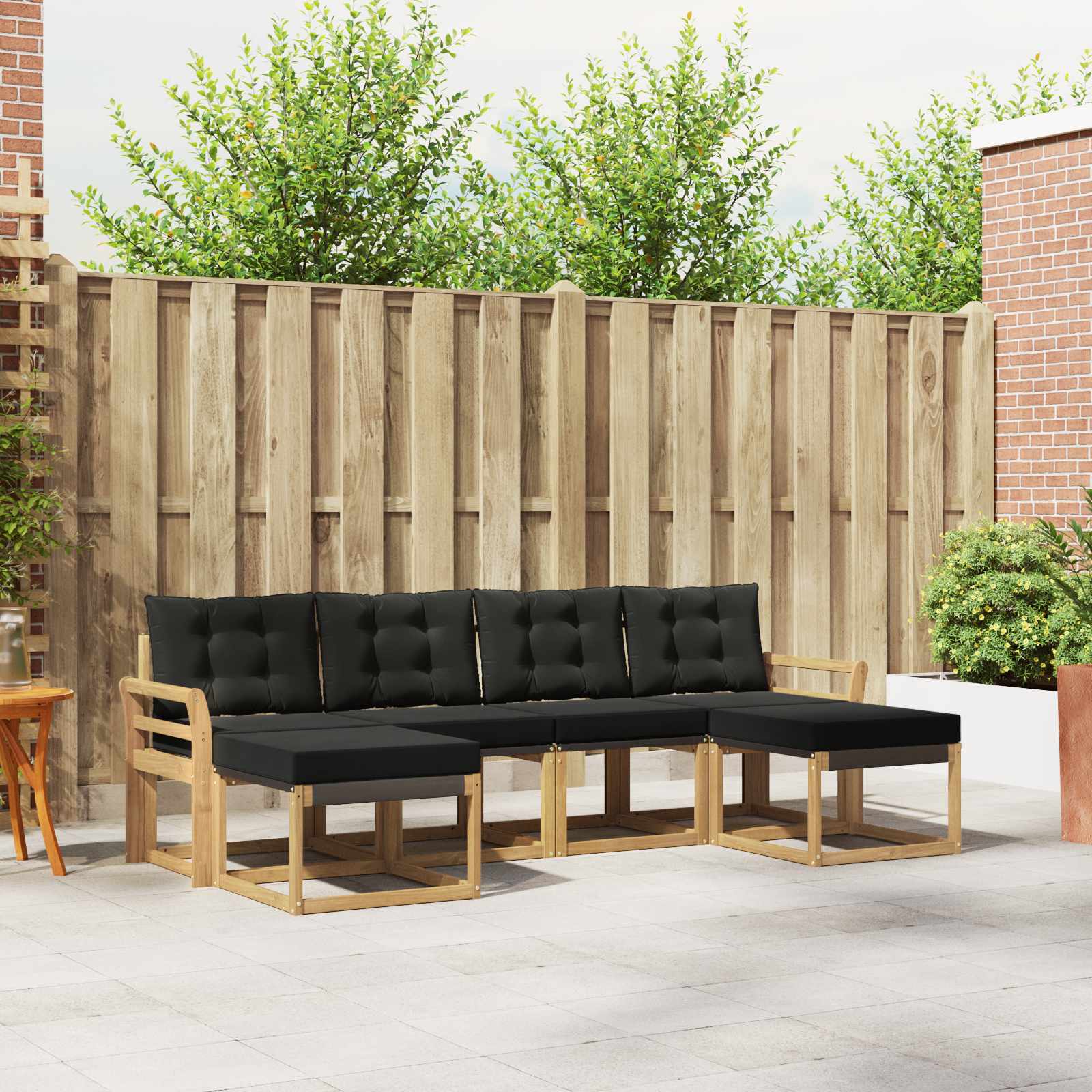 vidaXL Buiten bankenset met kussen 6 pcs Natuurlijk en Crème
