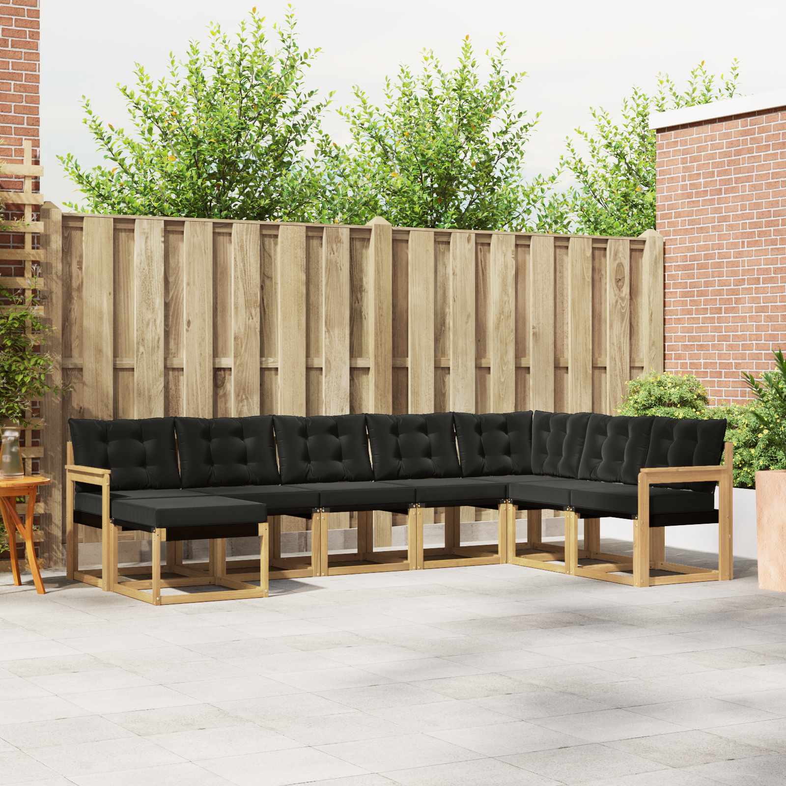 vidaXL Buiten bankenset met kussen 8 pcs Natuurlijk en Crème