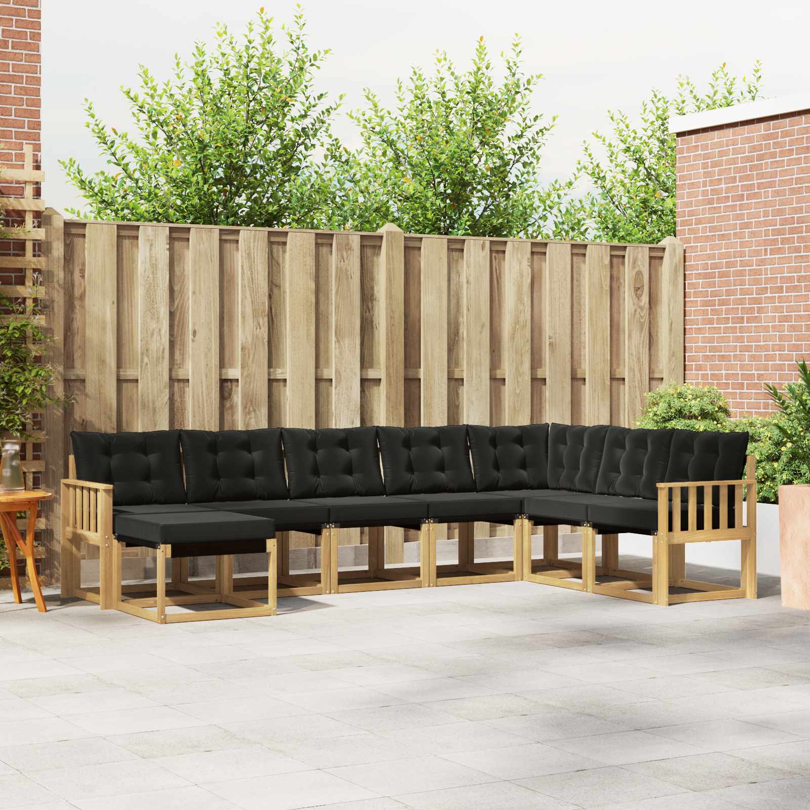 vidaXL Buiten bankenset met kussen 8 pcs Natuurlijk en Crème