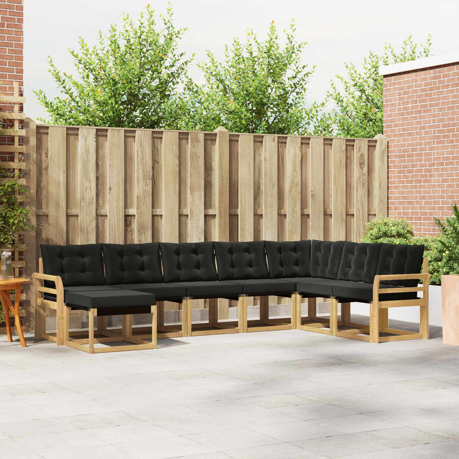 vidaXL Buiten bankenset met kussen 8 pcs Natuurlijk en Crème