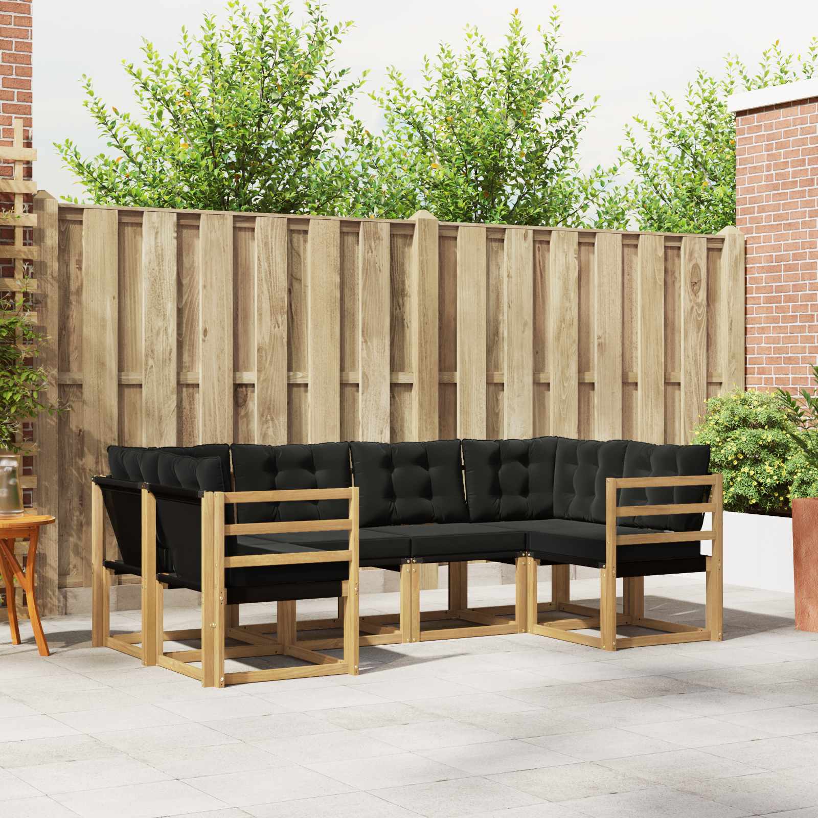vidaXL Buiten bankenset met kussen 6 pcs Natuurlijk en Crème