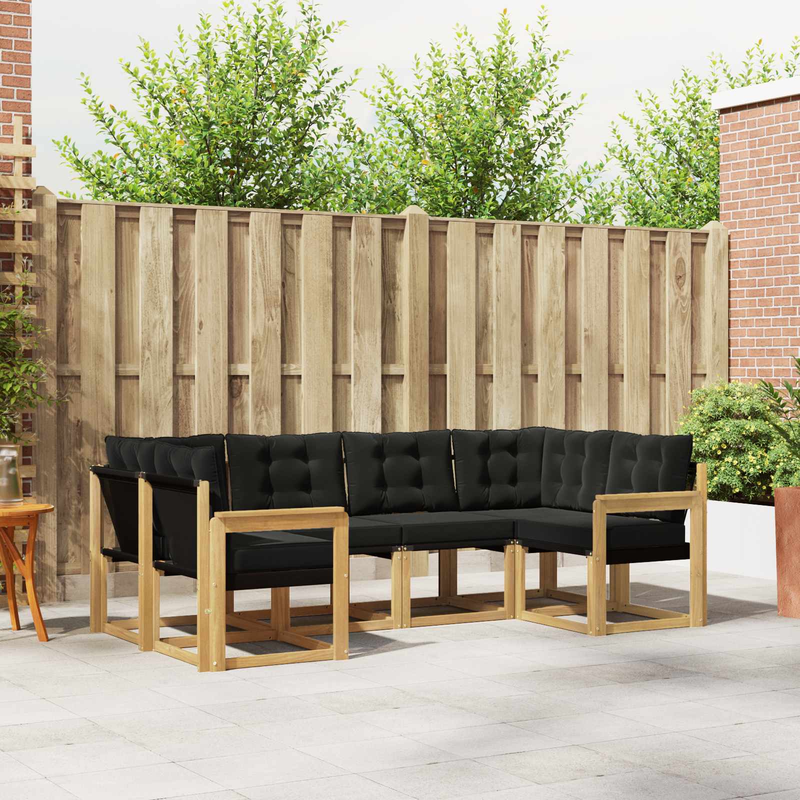 vidaXL Buiten bankenset met kussen 6 pcs Natuurlijk en Crème