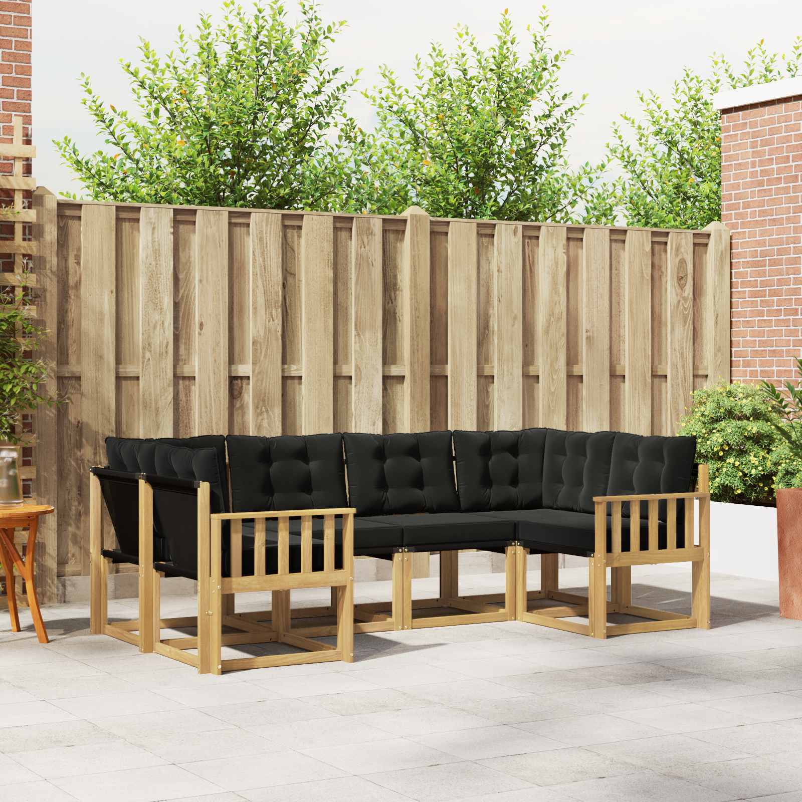 vidaXL Buiten bankenset met kussen 6 pcs Natuurlijk en Crème