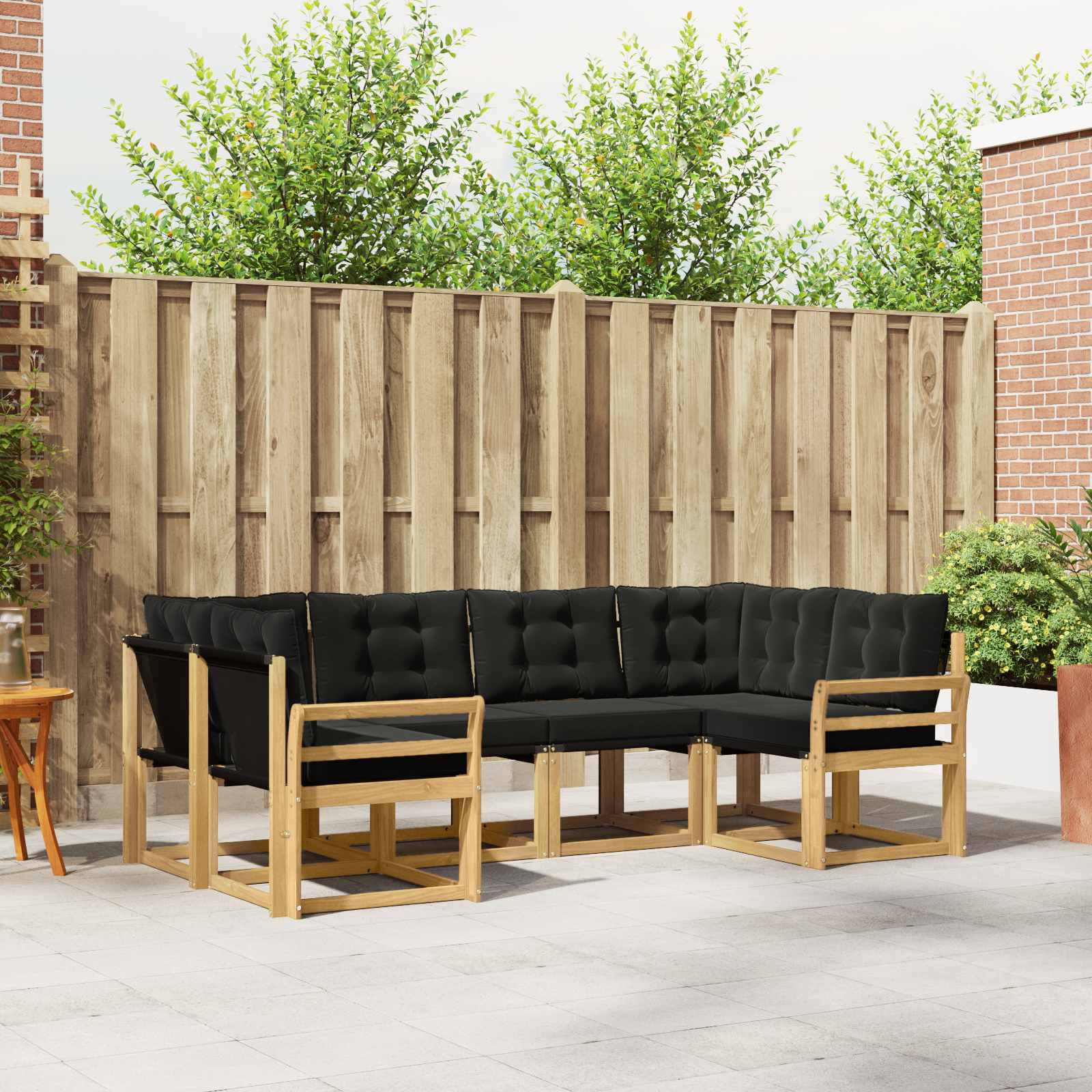 vidaXL Buiten bankenset met kussen 6 pcs Natuurlijk en Crème